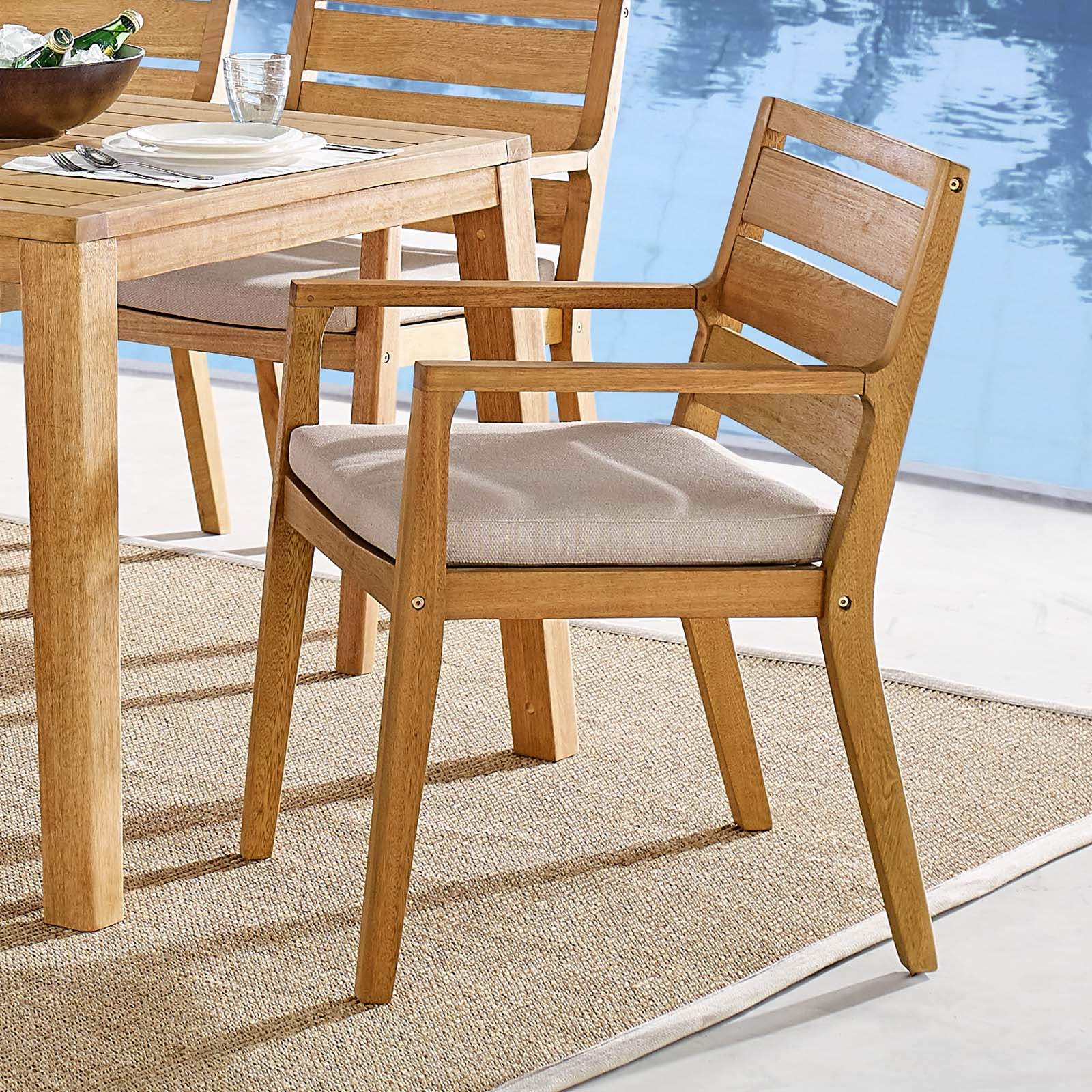 Portsmouth Karri Wood Outdoor Patio Dining Armchair - East Shore Modern Home Furnishings