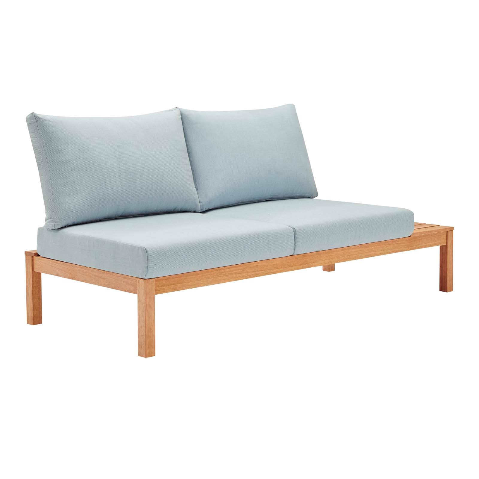 Freeport Karri Wood Outdoor Patio Loveseat with Left-Facing Side End Table - East Shore Modern Home Furnishings
