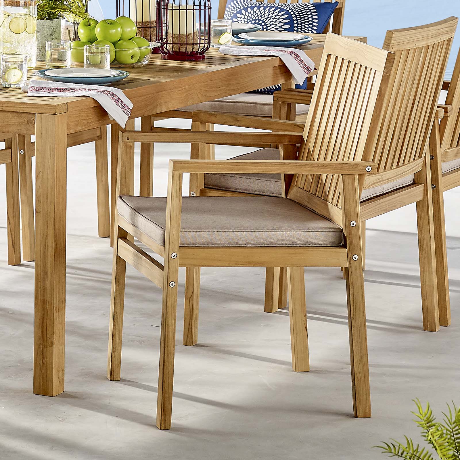 Farmstay Outdoor Patio Teak Wood Dining Armchair - East Shore Modern Home Furnishings