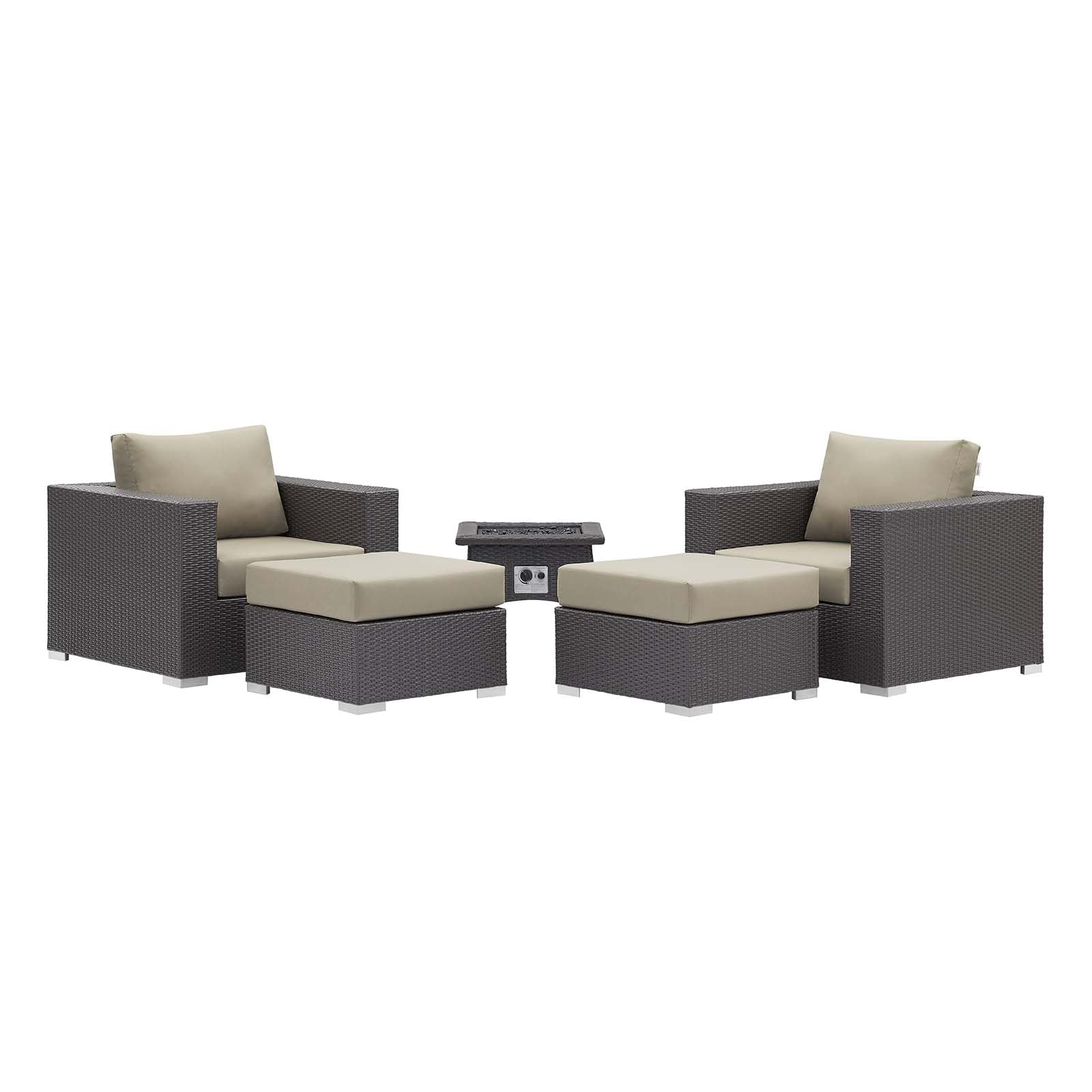 Convene 5 Piece Set Outdoor Patio with Fire Pit - East Shore Modern Home Furnishings