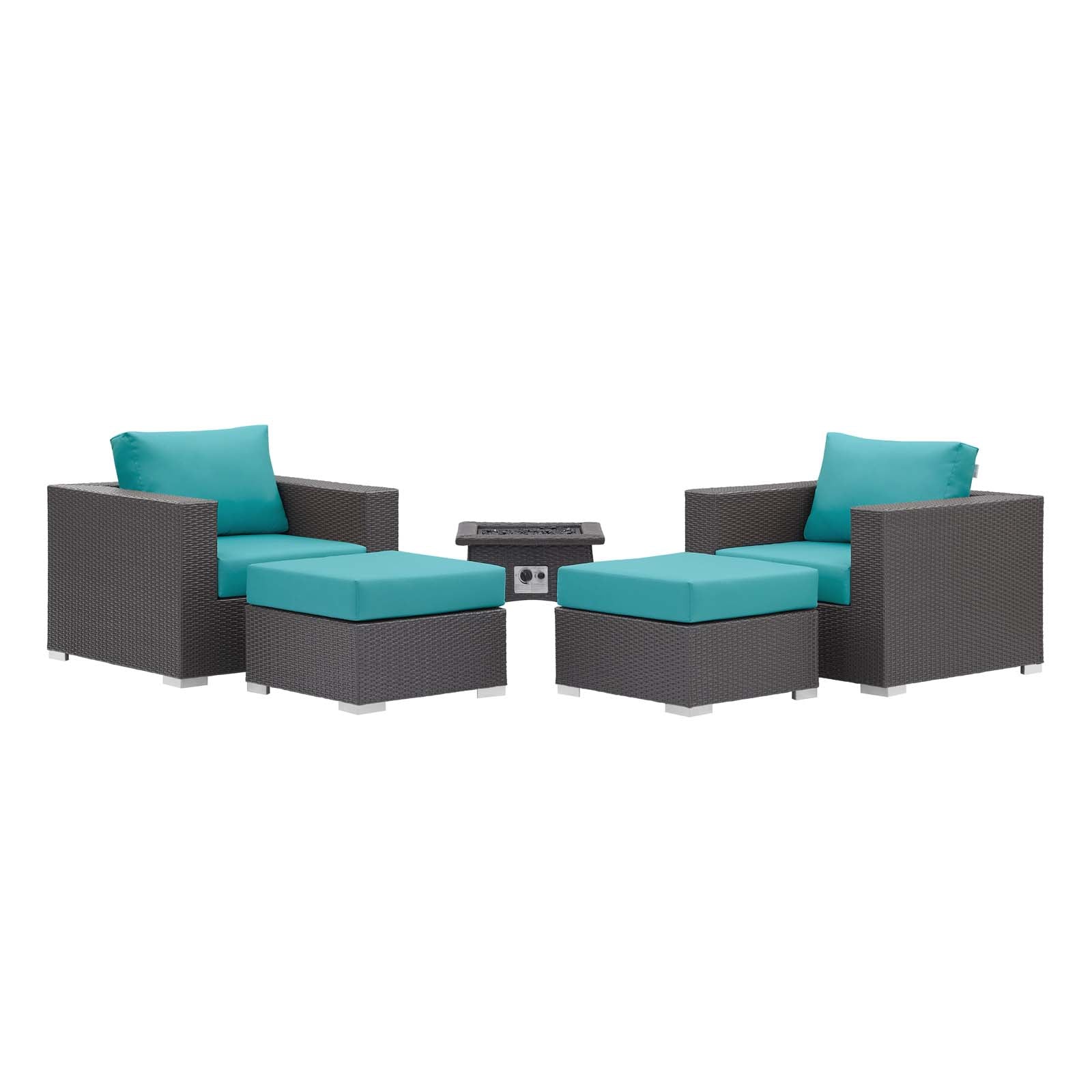 Convene 5 Piece Set Outdoor Patio with Fire Pit - East Shore Modern Home Furnishings