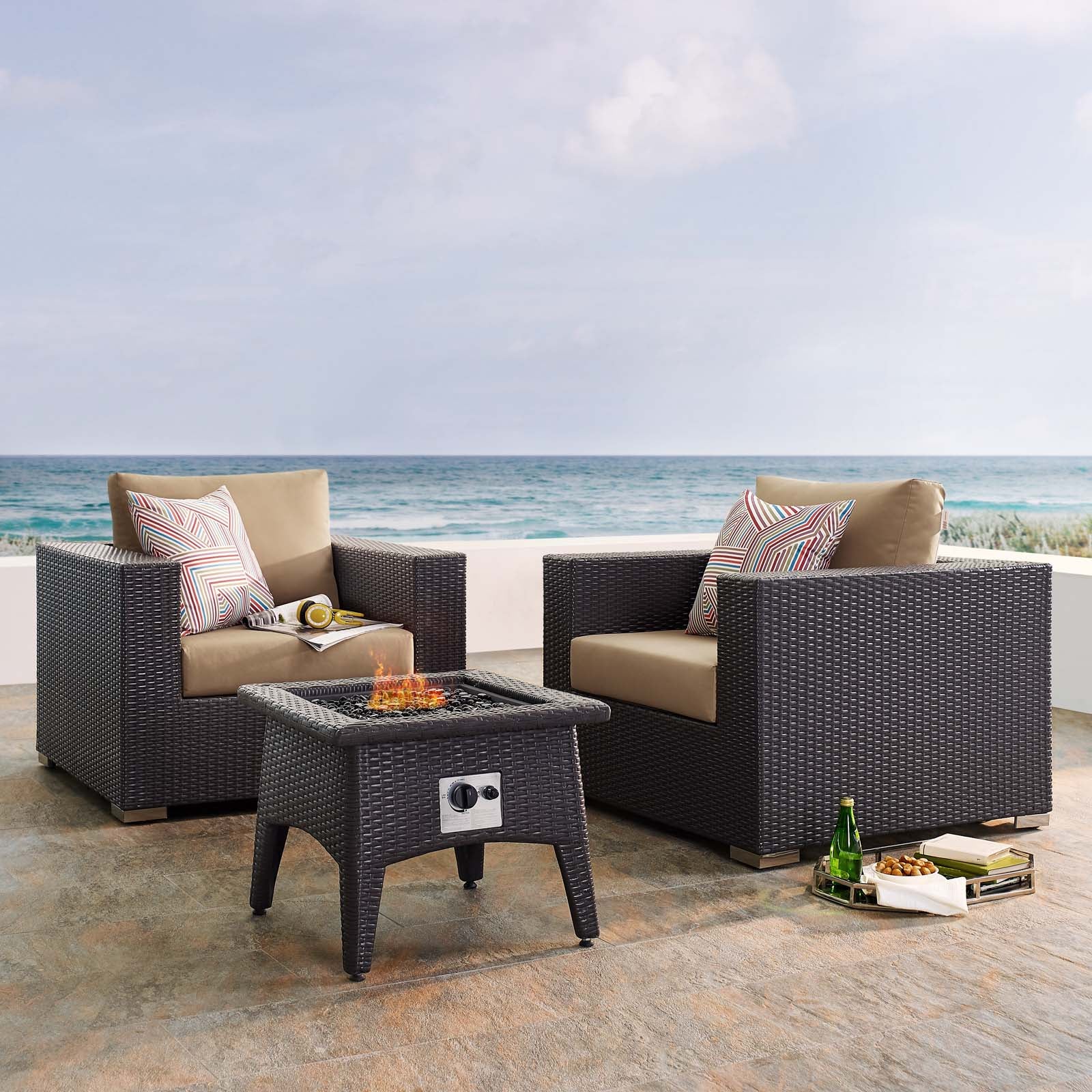 Convene 3 Piece Set Outdoor Patio with Fire Pit - East Shore Modern Home Furnishings