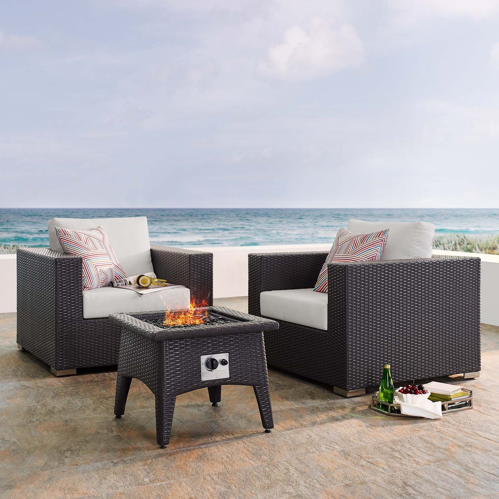 Convene 3 Piece Set Outdoor Patio with Fire Pit - East Shore Modern Home Furnishings