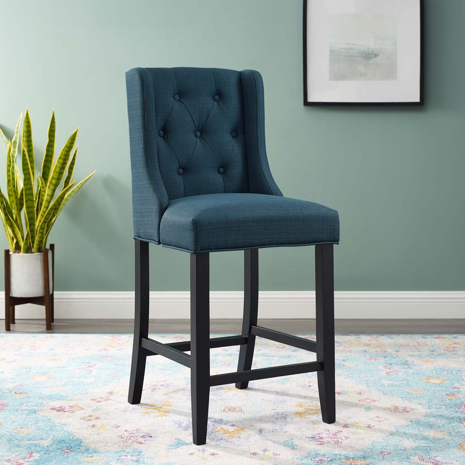 Baronet Tufted Button Upholstered Fabric Counter Stool - East Shore Modern Home Furnishings