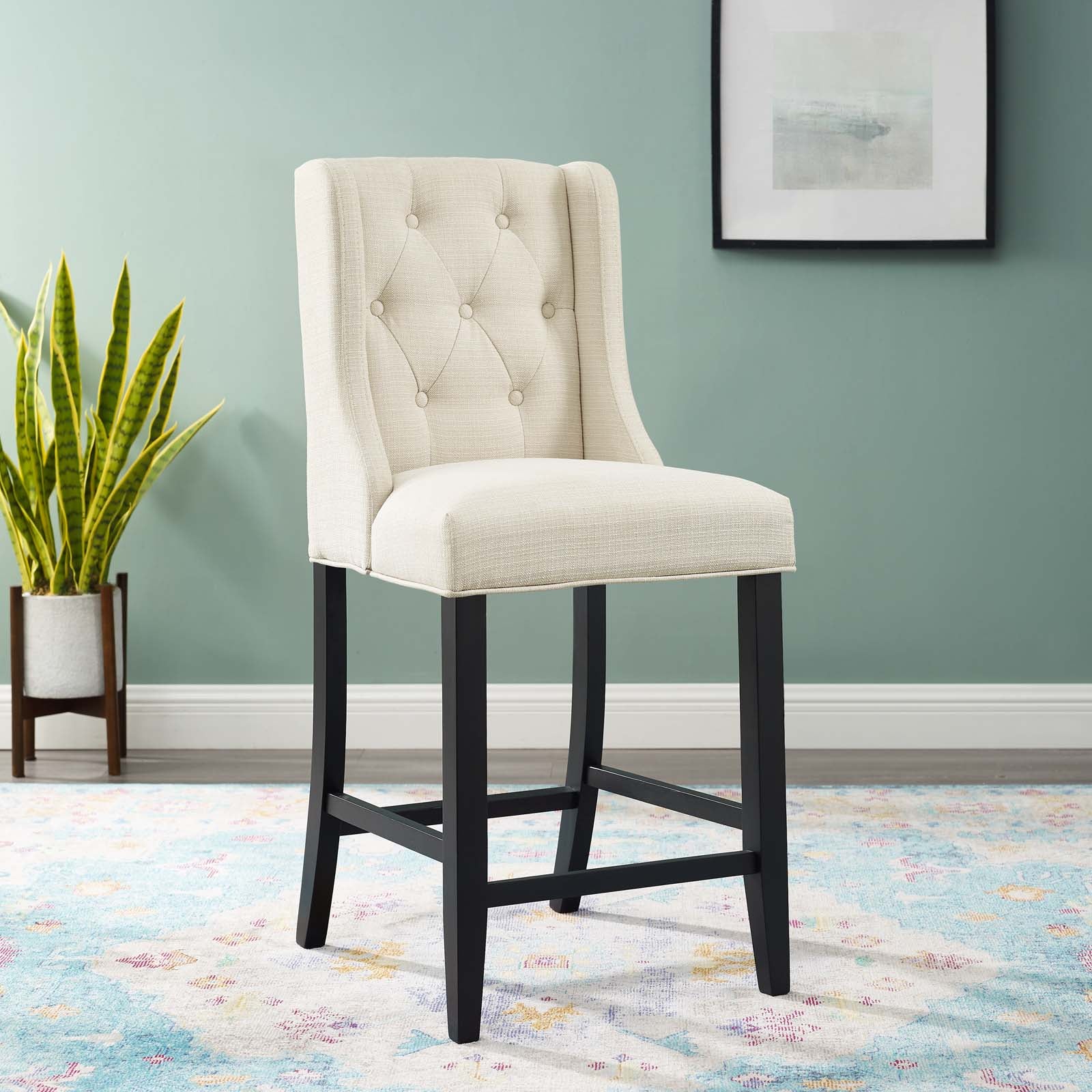 Baronet Tufted Button Upholstered Fabric Counter Stool - East Shore Modern Home Furnishings