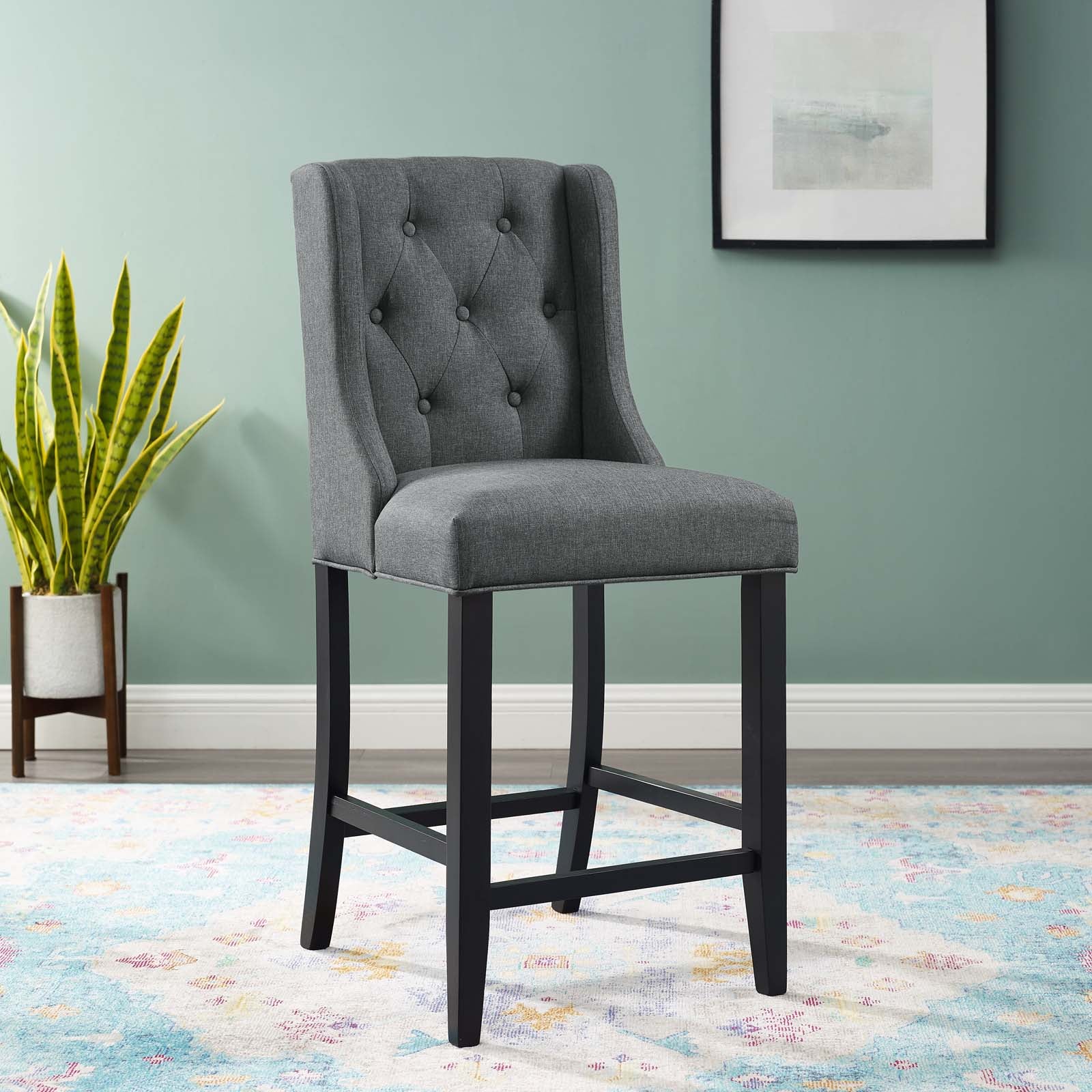 Baronet Tufted Button Upholstered Fabric Counter Stool - East Shore Modern Home Furnishings