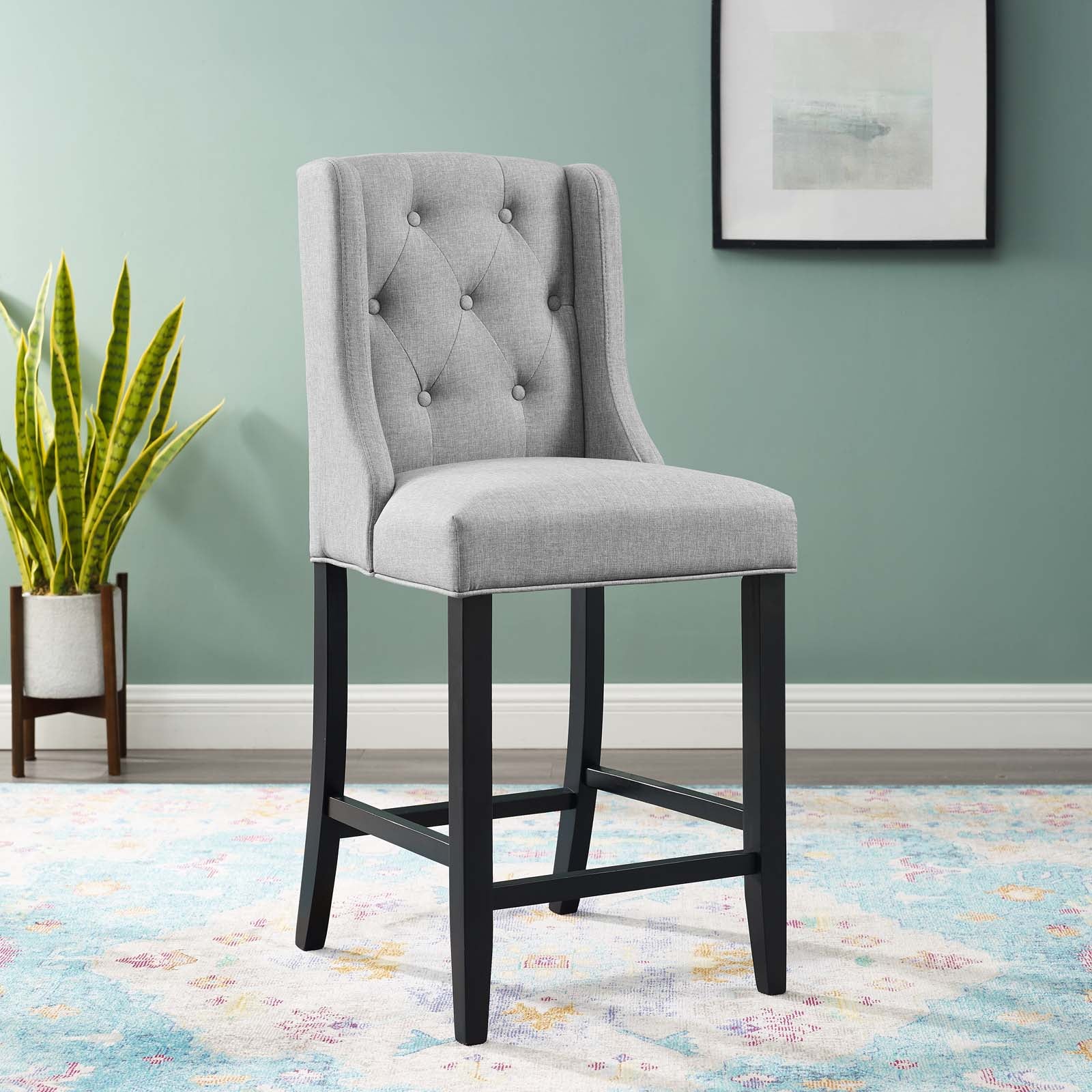 Baronet Tufted Button Upholstered Fabric Counter Stool - East Shore Modern Home Furnishings