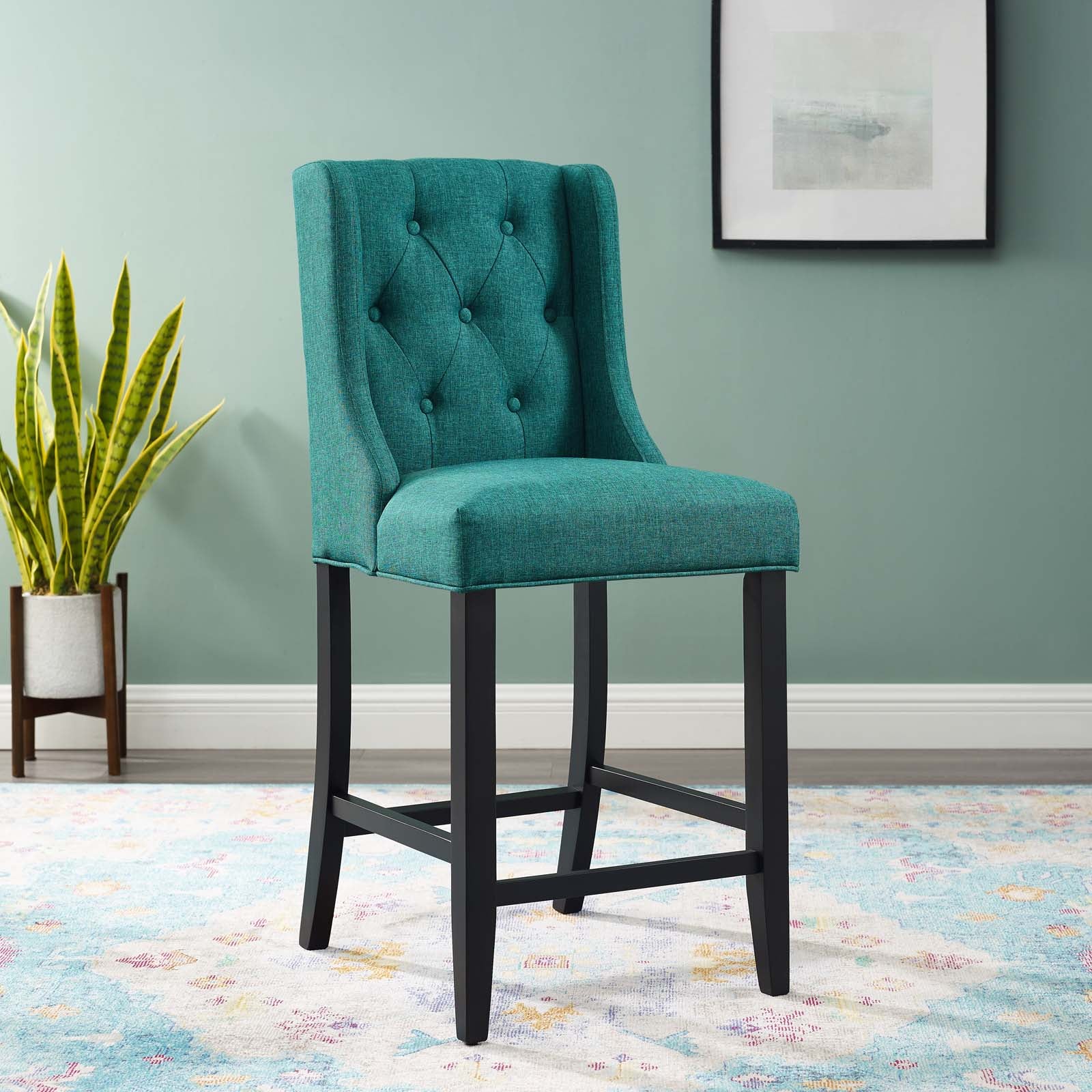 Baronet Tufted Button Upholstered Fabric Counter Stool - East Shore Modern Home Furnishings