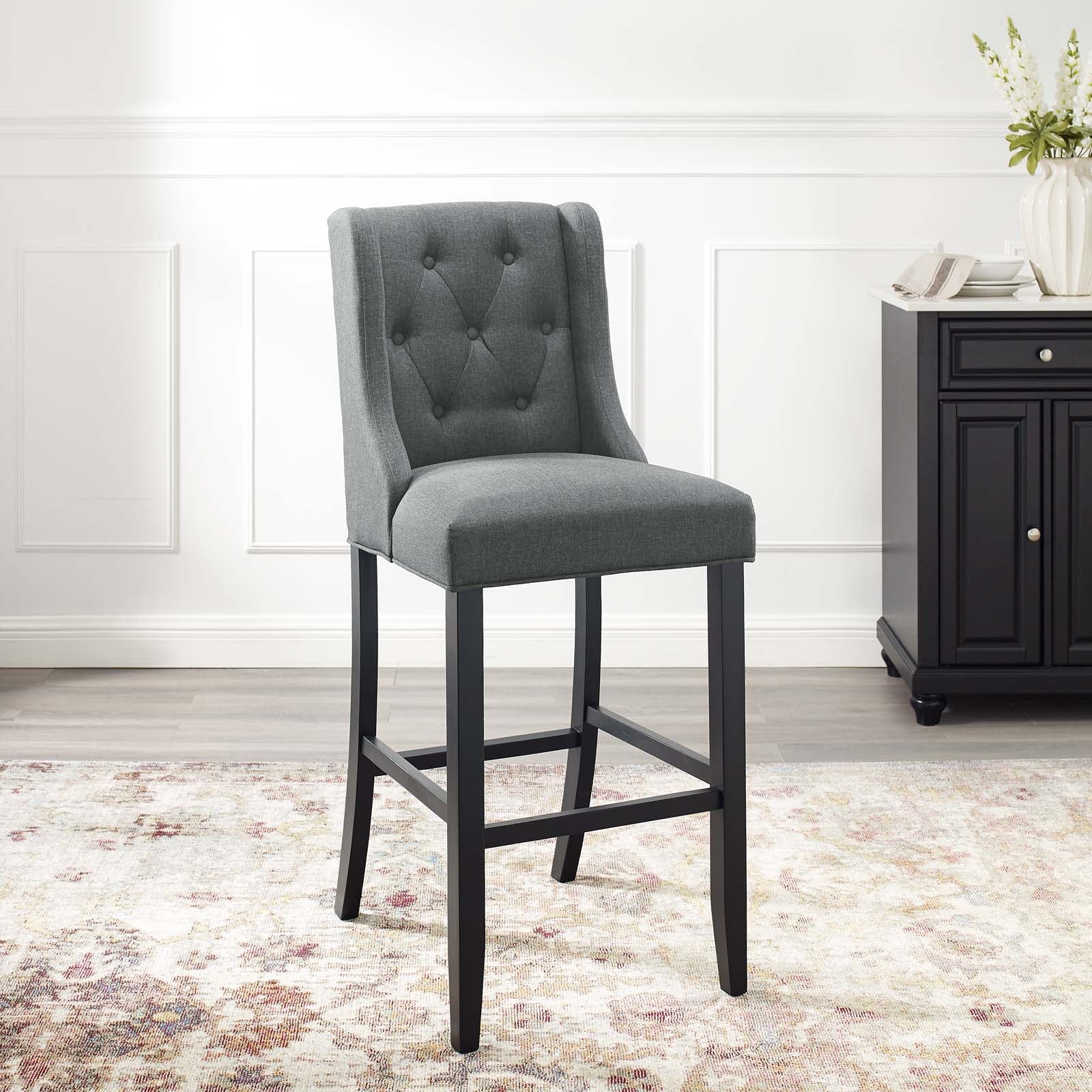 Baronet Tufted Button Upholstered Fabric Bar Stool - East Shore Modern Home Furnishings