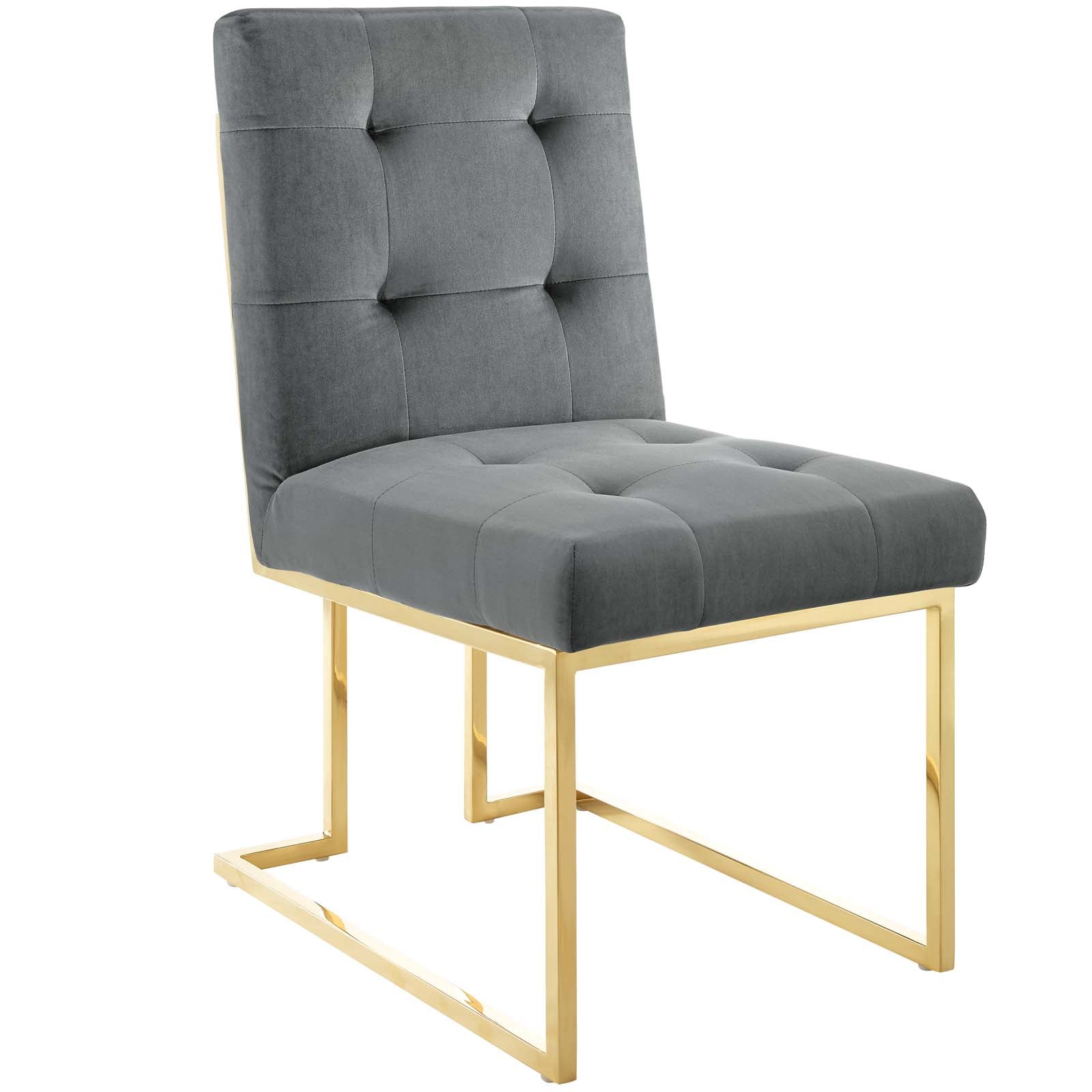 Privy Gold Stainless Steel Performance Velvet Dining Chair - East Shore Modern Home Furnishings