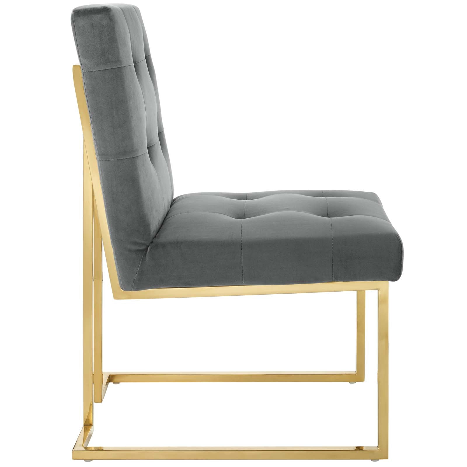 Privy Gold Stainless Steel Performance Velvet Dining Chair - East Shore Modern Home Furnishings