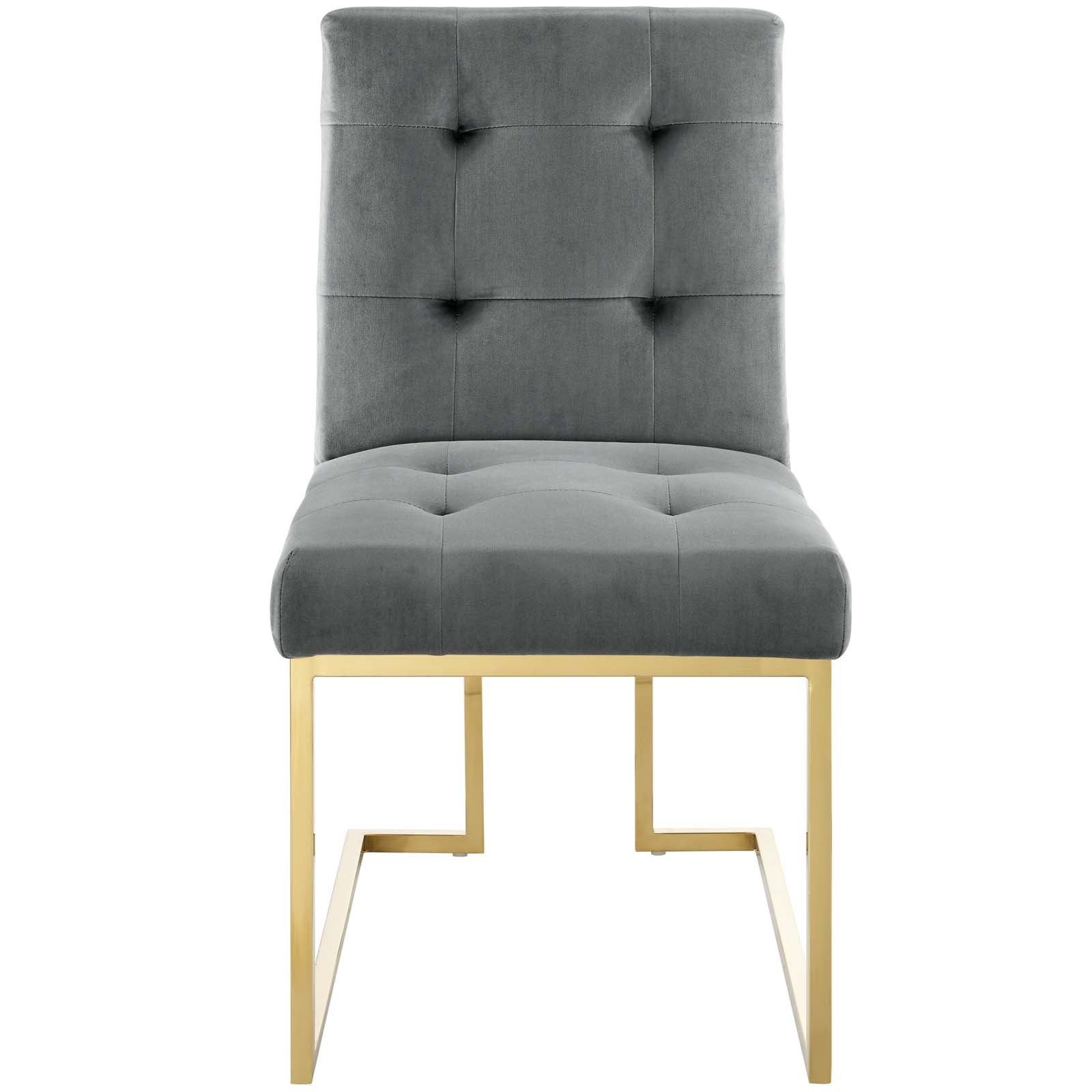 Privy Gold Stainless Steel Performance Velvet Dining Chair - East Shore Modern Home Furnishings
