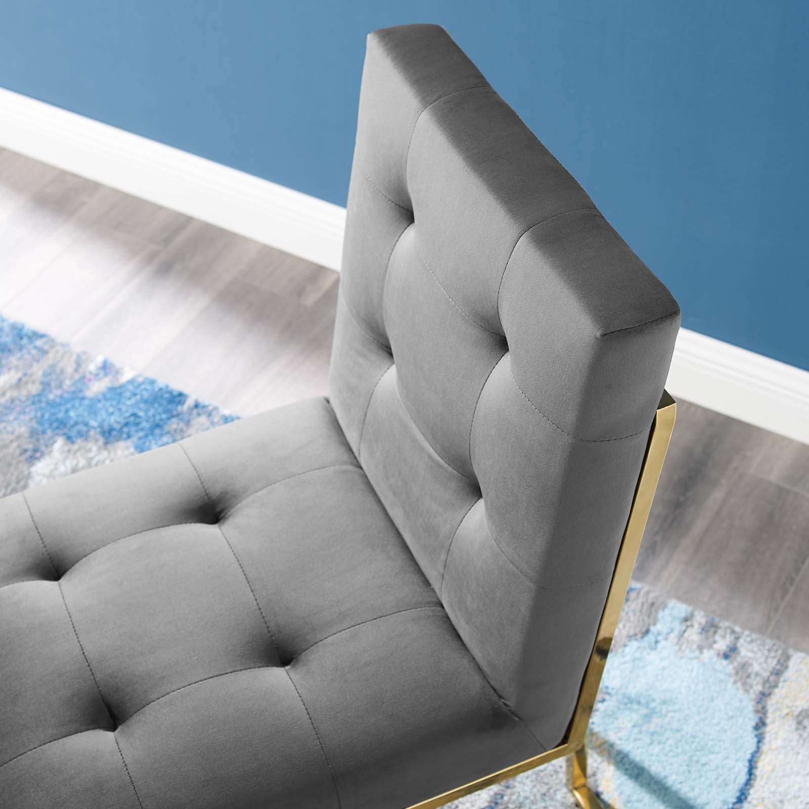 Privy Gold Stainless Steel Performance Velvet Dining Chair - East Shore Modern Home Furnishings