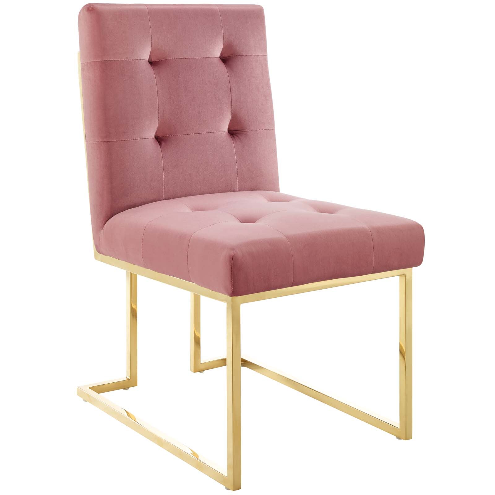 Privy Gold Stainless Steel Performance Velvet Dining Chair - East Shore Modern Home Furnishings