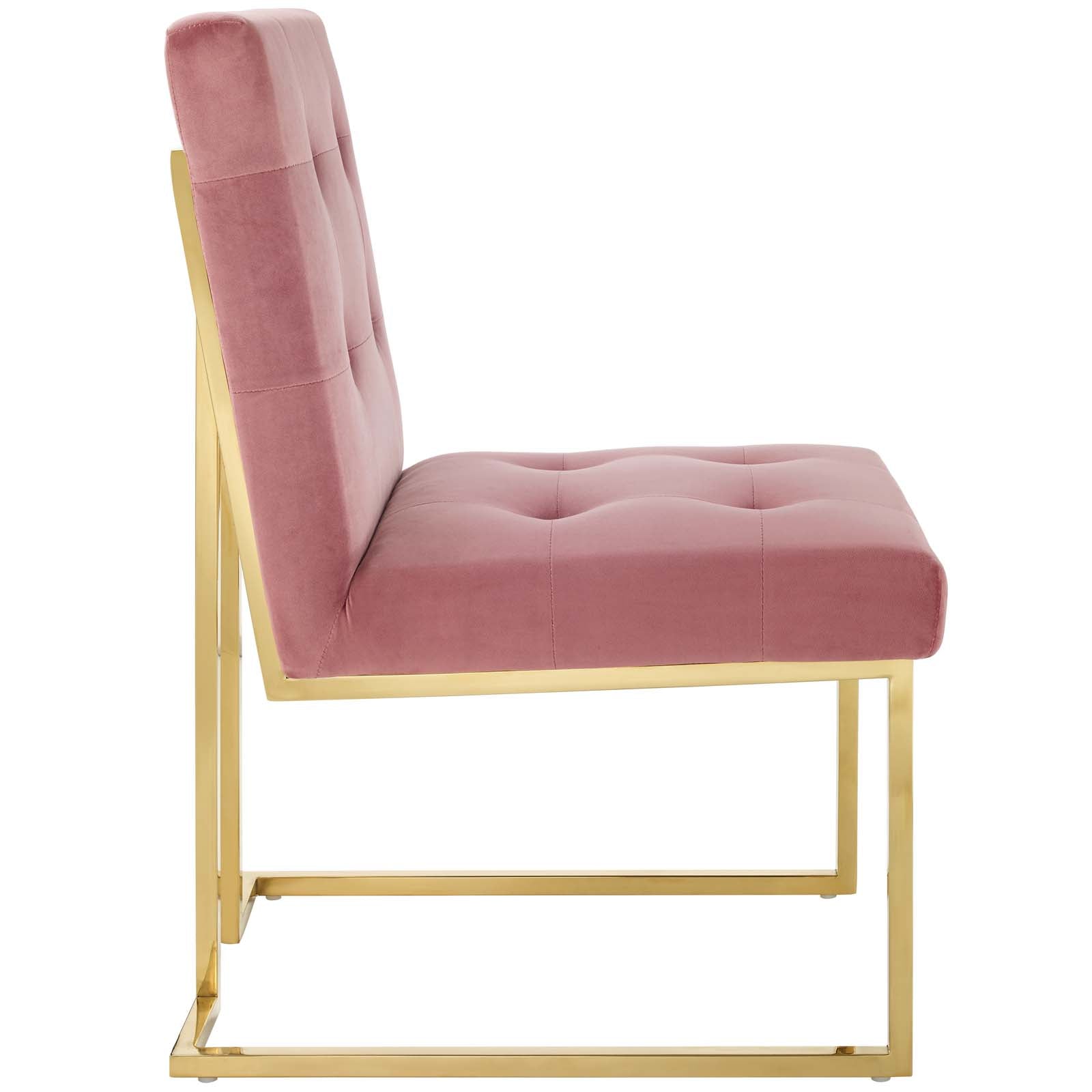 Privy Gold Stainless Steel Performance Velvet Dining Chair - East Shore Modern Home Furnishings