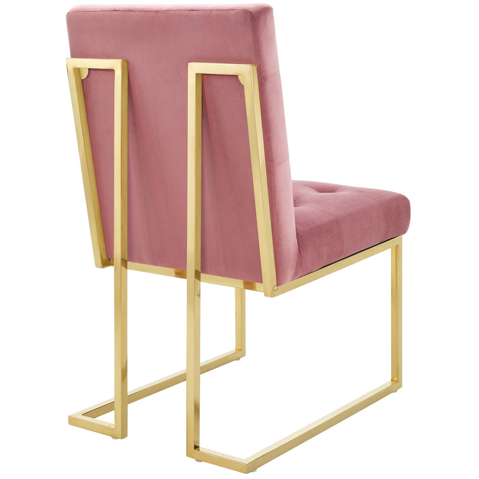 Privy Gold Stainless Steel Performance Velvet Dining Chair - East Shore Modern Home Furnishings