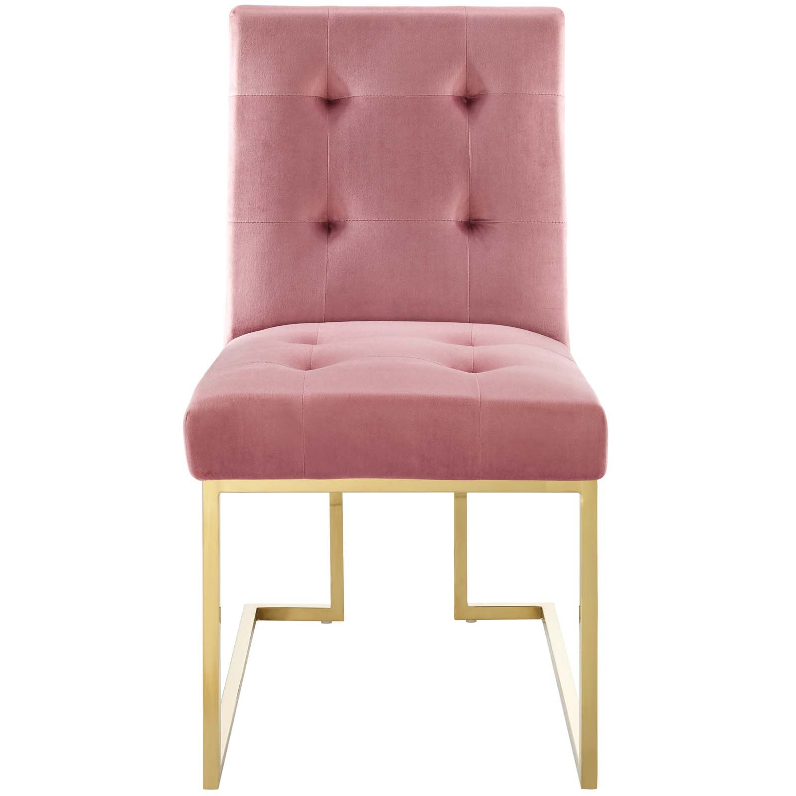 Privy Gold Stainless Steel Performance Velvet Dining Chair - East Shore Modern Home Furnishings