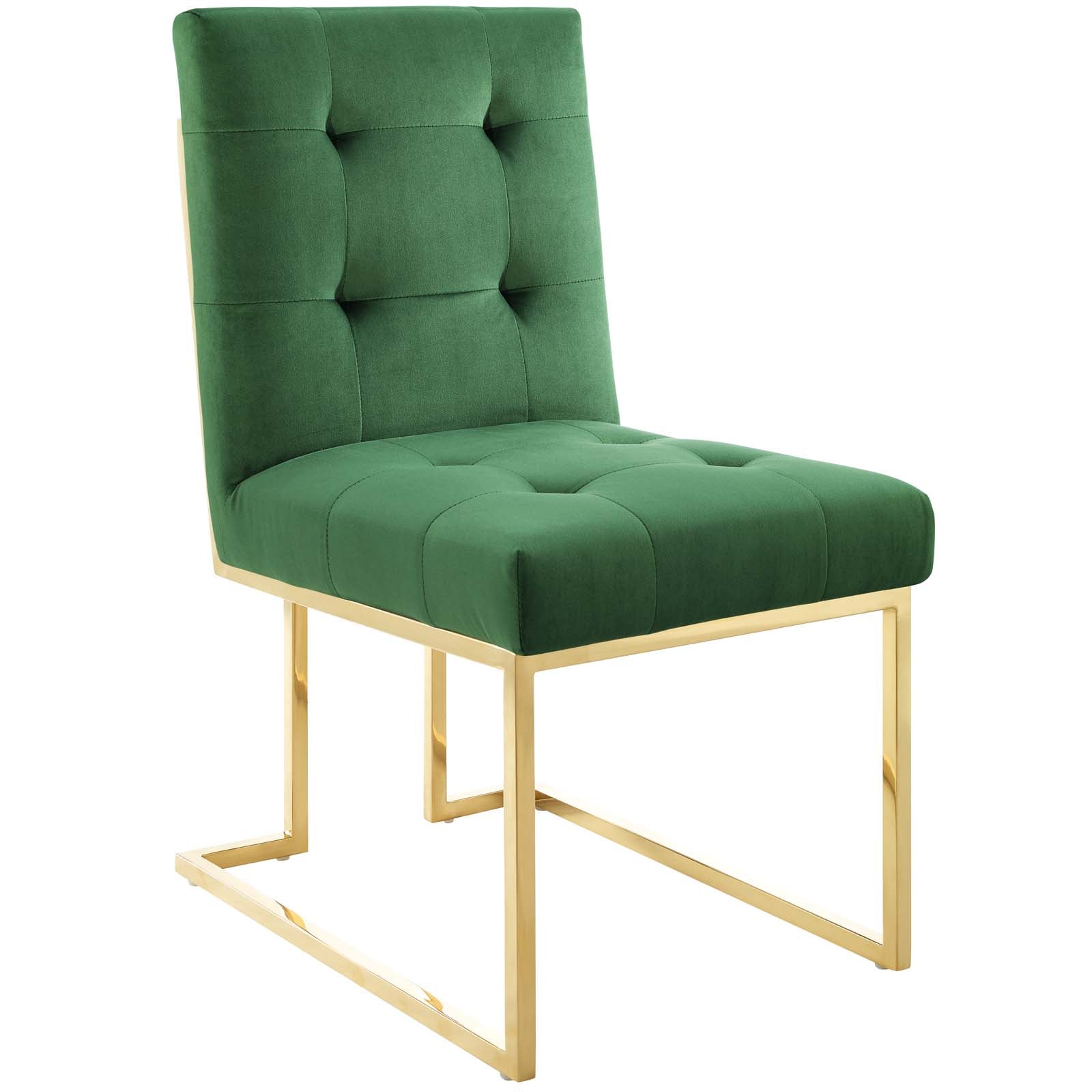 Privy Gold Stainless Steel Performance Velvet Dining Chair - East Shore Modern Home Furnishings