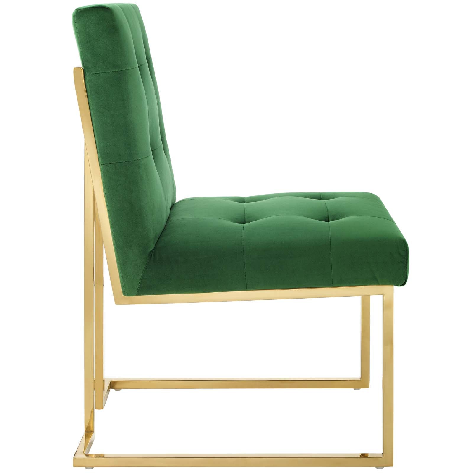 Privy Gold Stainless Steel Performance Velvet Dining Chair - East Shore Modern Home Furnishings