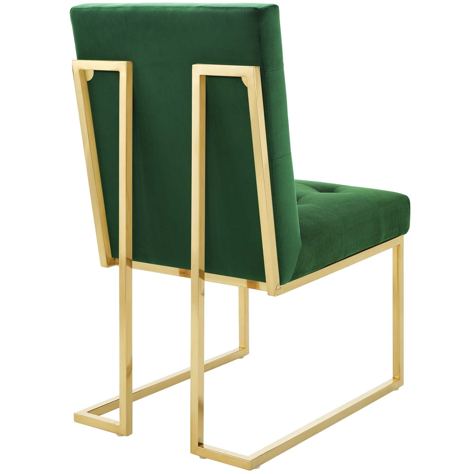 Privy Gold Stainless Steel Performance Velvet Dining Chair - East Shore Modern Home Furnishings