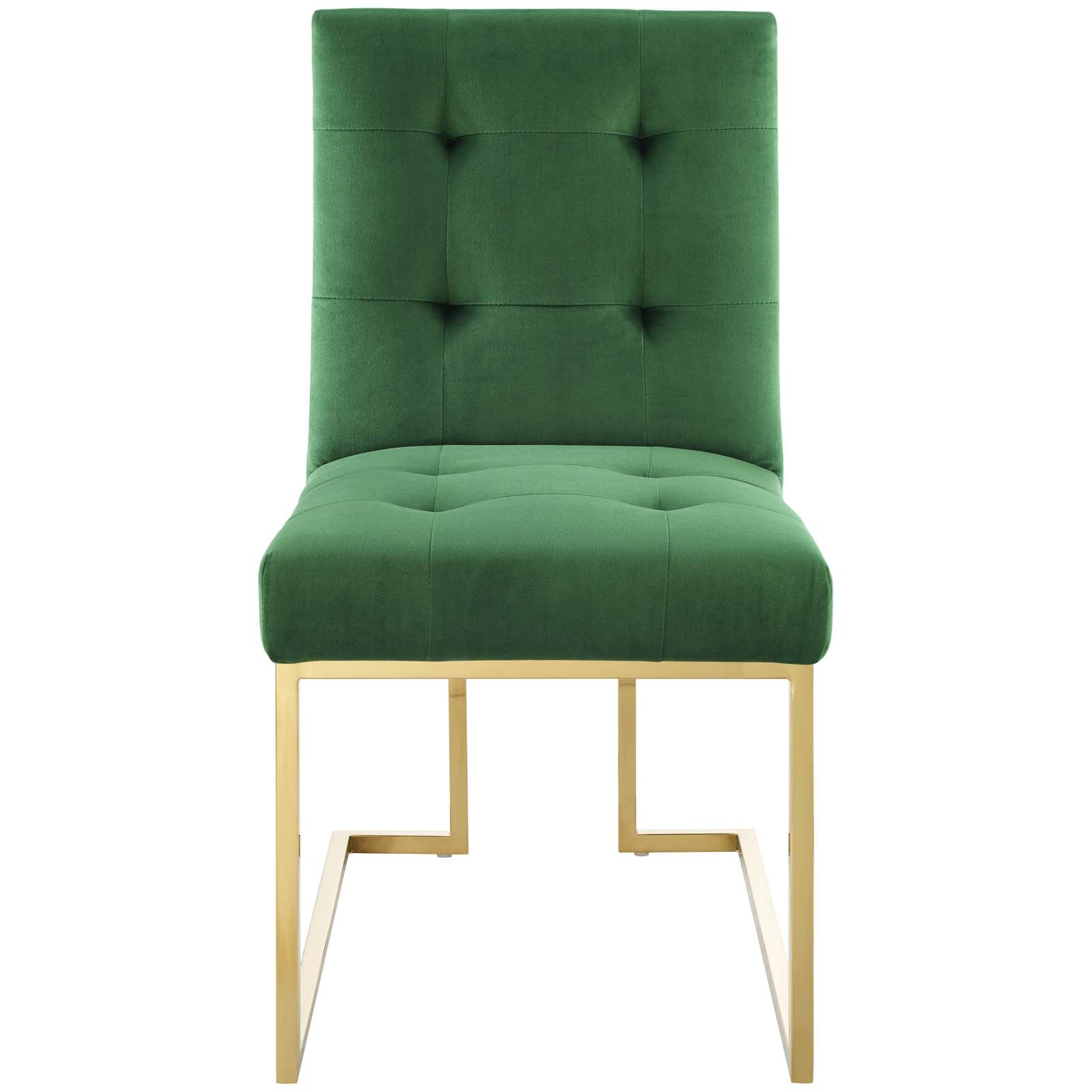 Privy Gold Stainless Steel Performance Velvet Dining Chair - East Shore Modern Home Furnishings