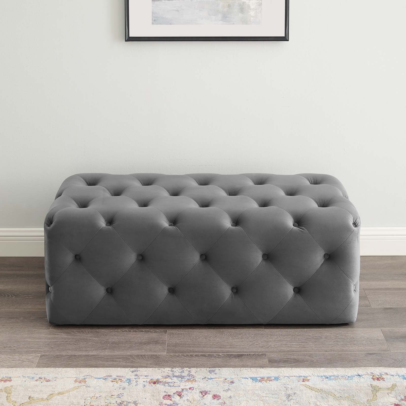 Amour 48" Tufted Button Entryway Performance Velvet Bench - East Shore Modern Home Furnishings