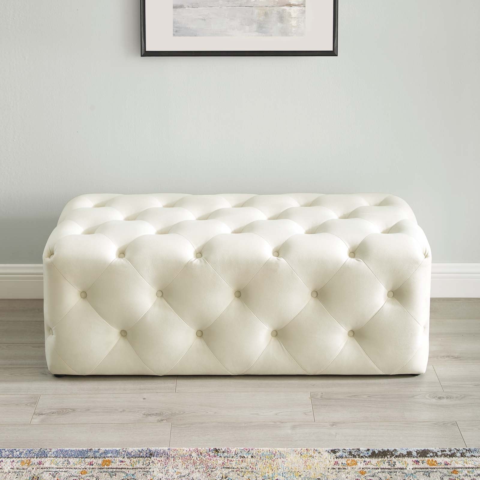 Amour 48" Tufted Button Entryway Performance Velvet Bench - East Shore Modern Home Furnishings