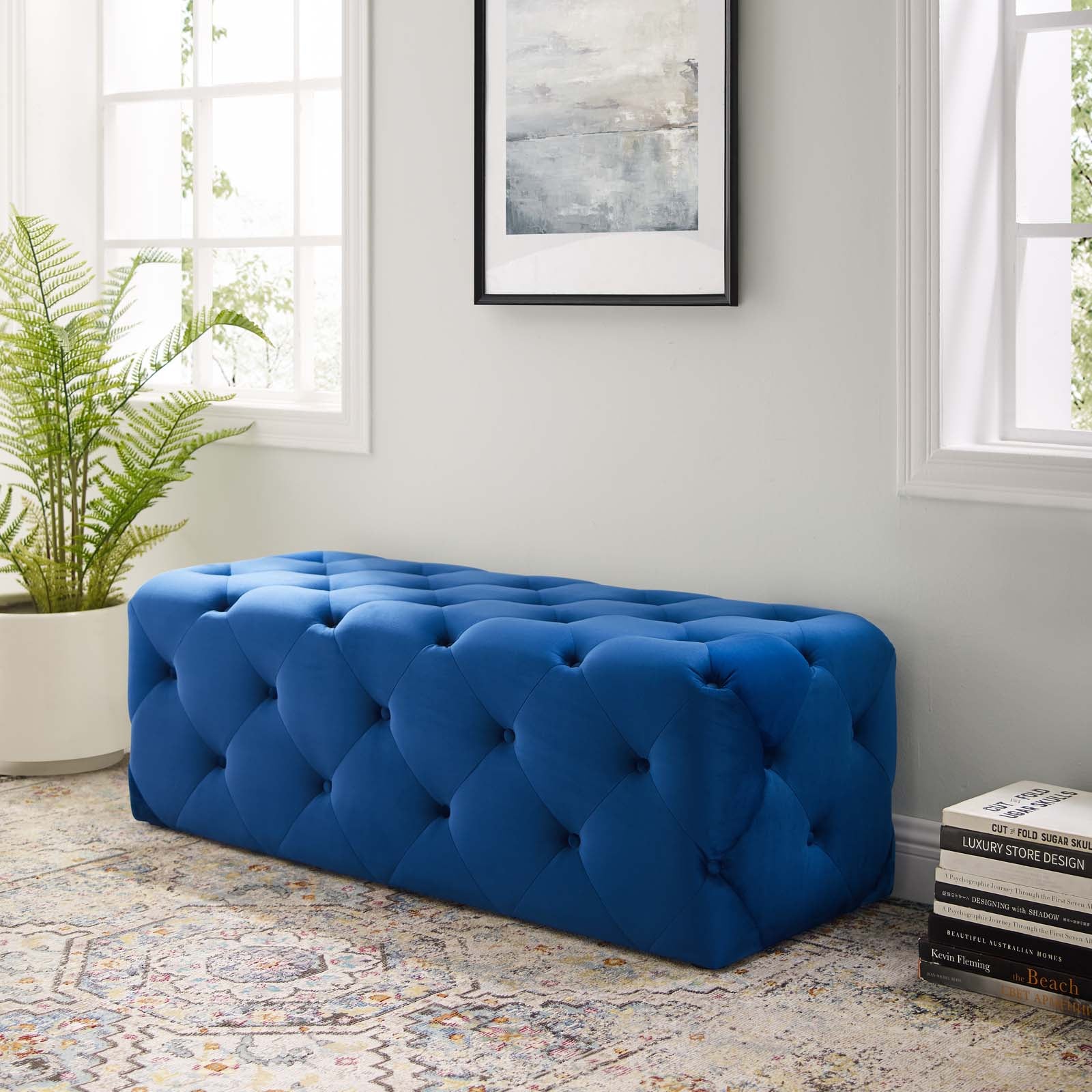 Amour 48" Tufted Button Entryway Performance Velvet Bench - East Shore Modern Home Furnishings