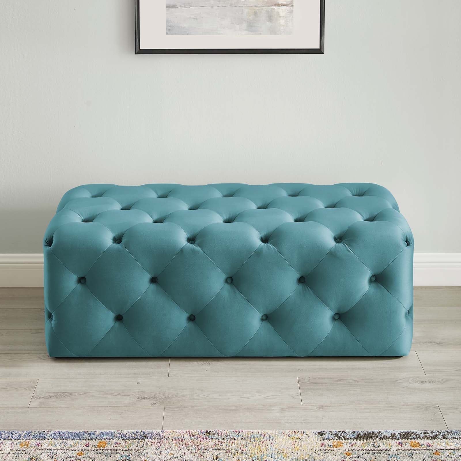 Amour 48" Tufted Button Entryway Performance Velvet Bench - East Shore Modern Home Furnishings