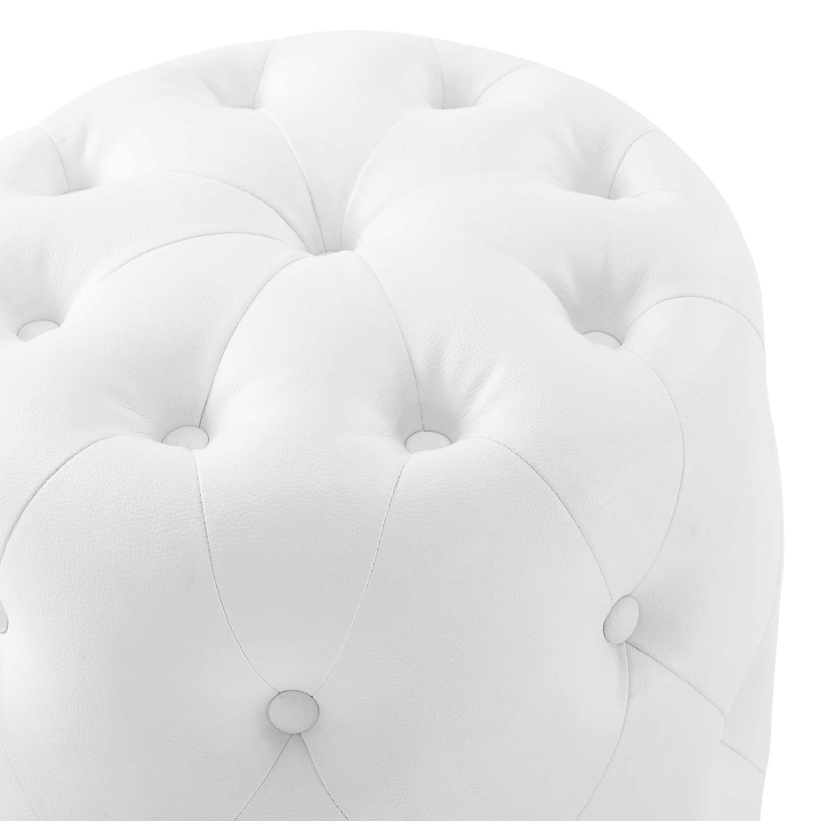 Amour Tufted Button Round Faux Leather Ottoman - East Shore Modern Home Furnishings