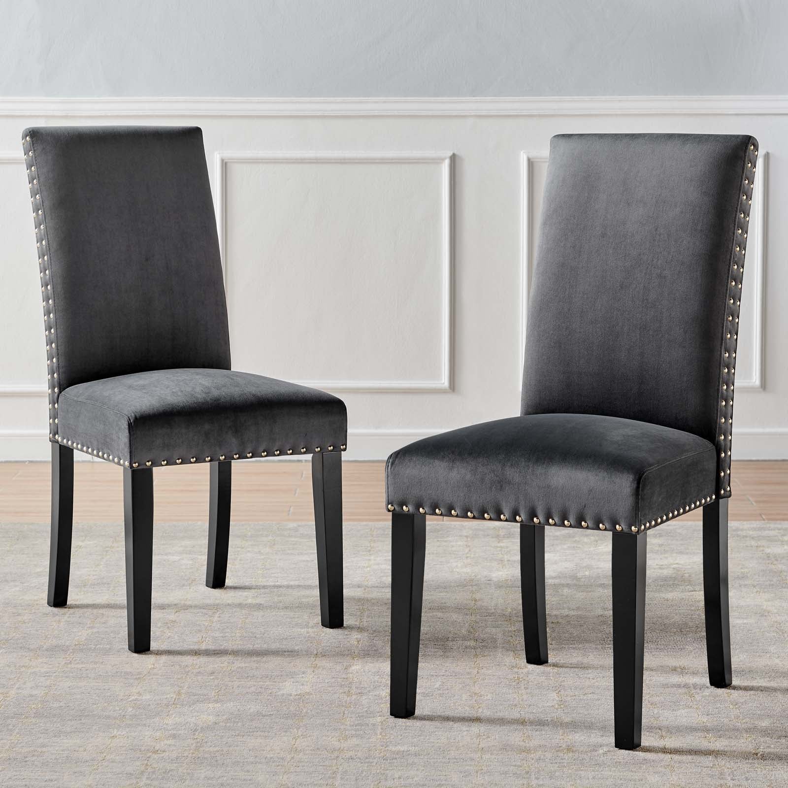 Parcel Performance Velvet Dining Side Chairs - Set of 2 - East Shore Modern Home Furnishings