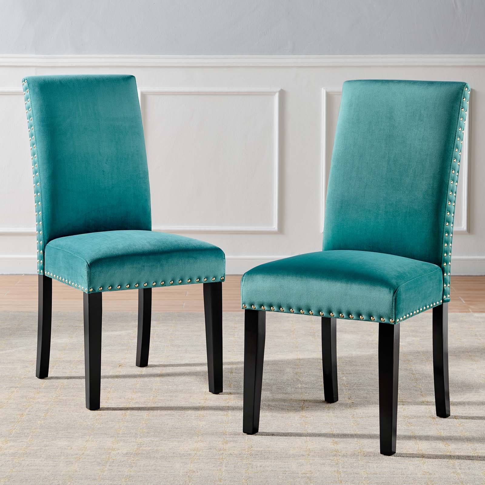 Parcel Performance Velvet Dining Side Chairs - Set of 2 - East Shore Modern Home Furnishings