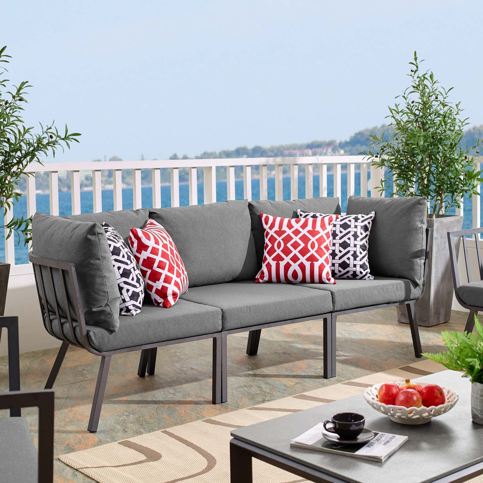 Riverside 3 Piece Outdoor Patio Aluminum Sectional Sofa Set - East Shore Modern Home Furnishings
