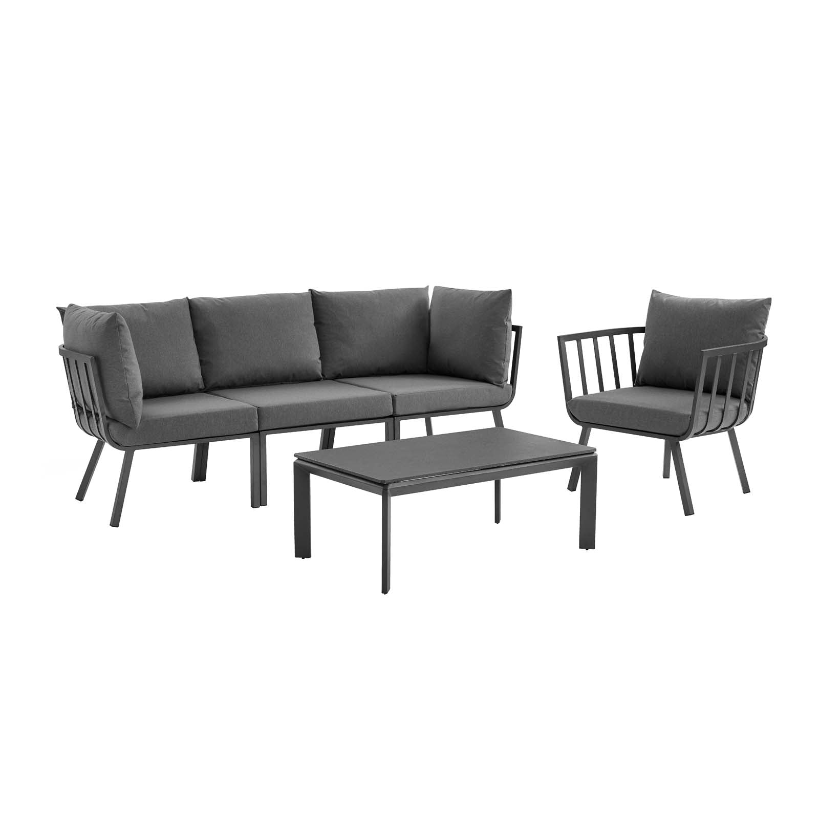 Riverside 5 Piece Outdoor Patio Aluminum Set - East Shore Modern Home Furnishings