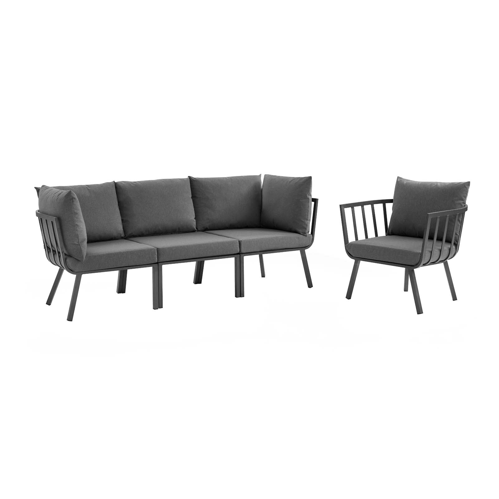 Riverside 4 Piece Outdoor Patio Aluminum Set - East Shore Modern Home Furnishings