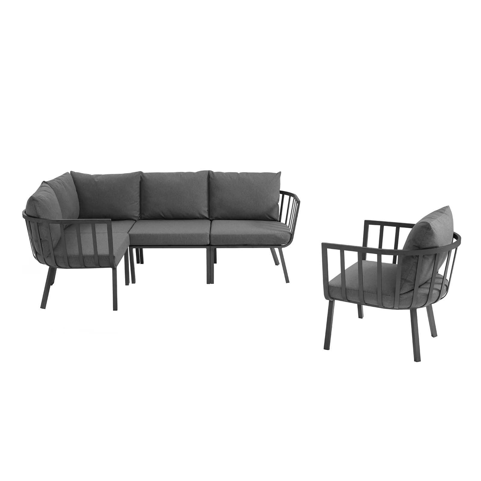 Riverside 5 Piece Outdoor Patio Aluminum Set - East Shore Modern Home Furnishings