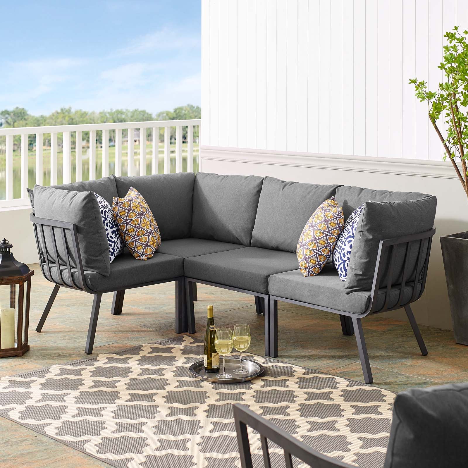 Riverside 4 Piece Outdoor Patio Aluminum Sectional - East Shore Modern Home Furnishings