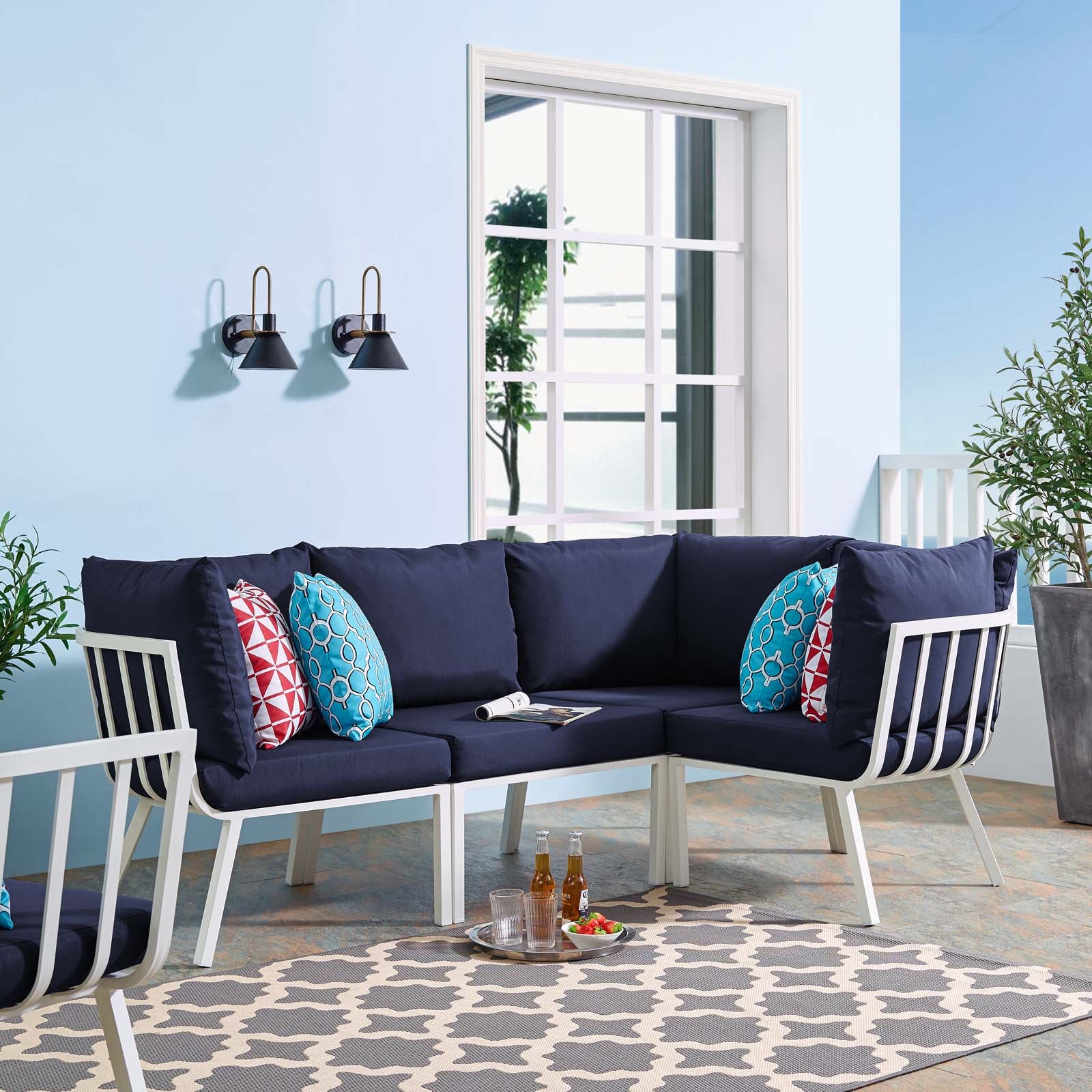 Riverside 4 Piece Outdoor Patio Aluminum Sectional