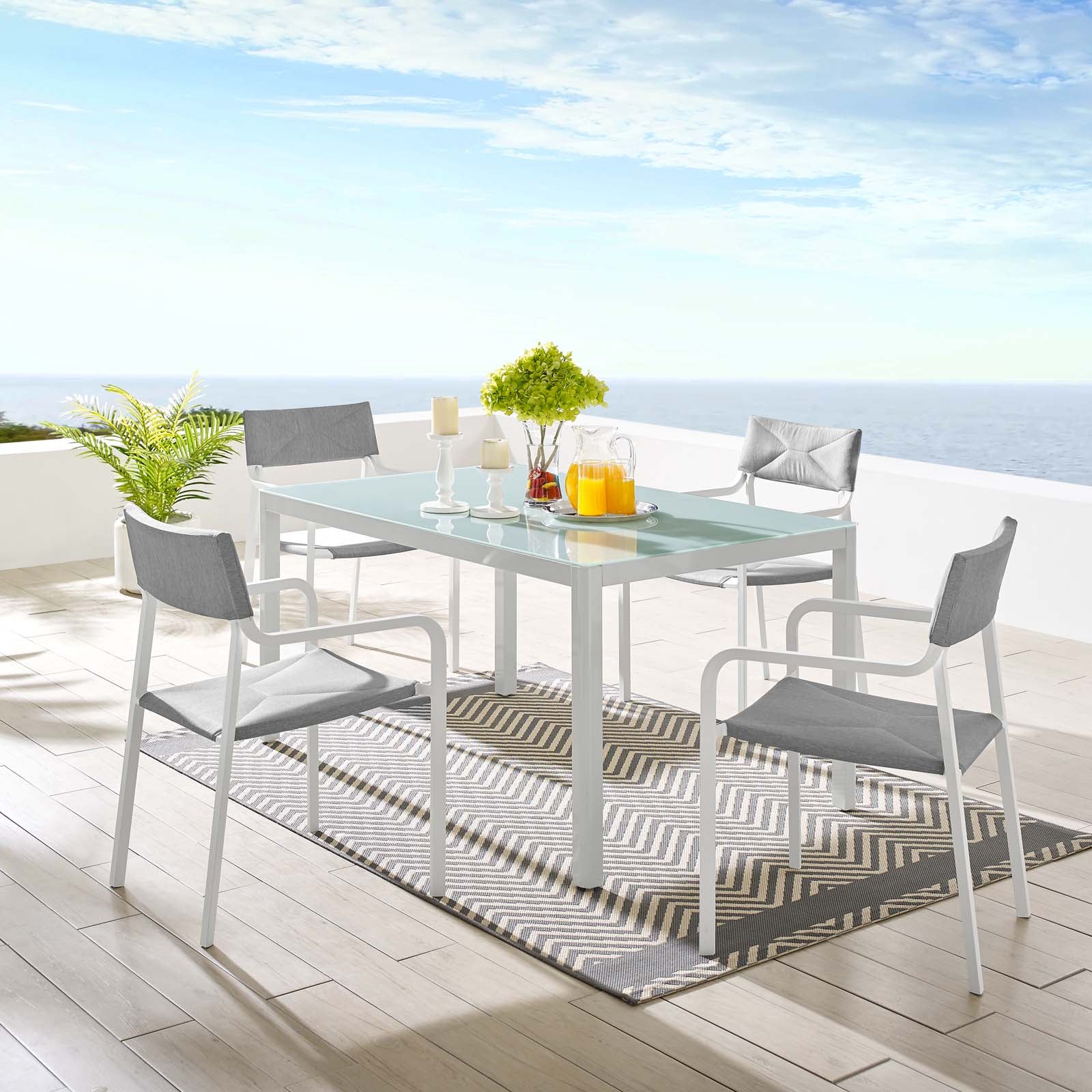 Raleigh 5 Piece Outdoor Patio Aluminum Dining Set - East Shore Modern Home Furnishings