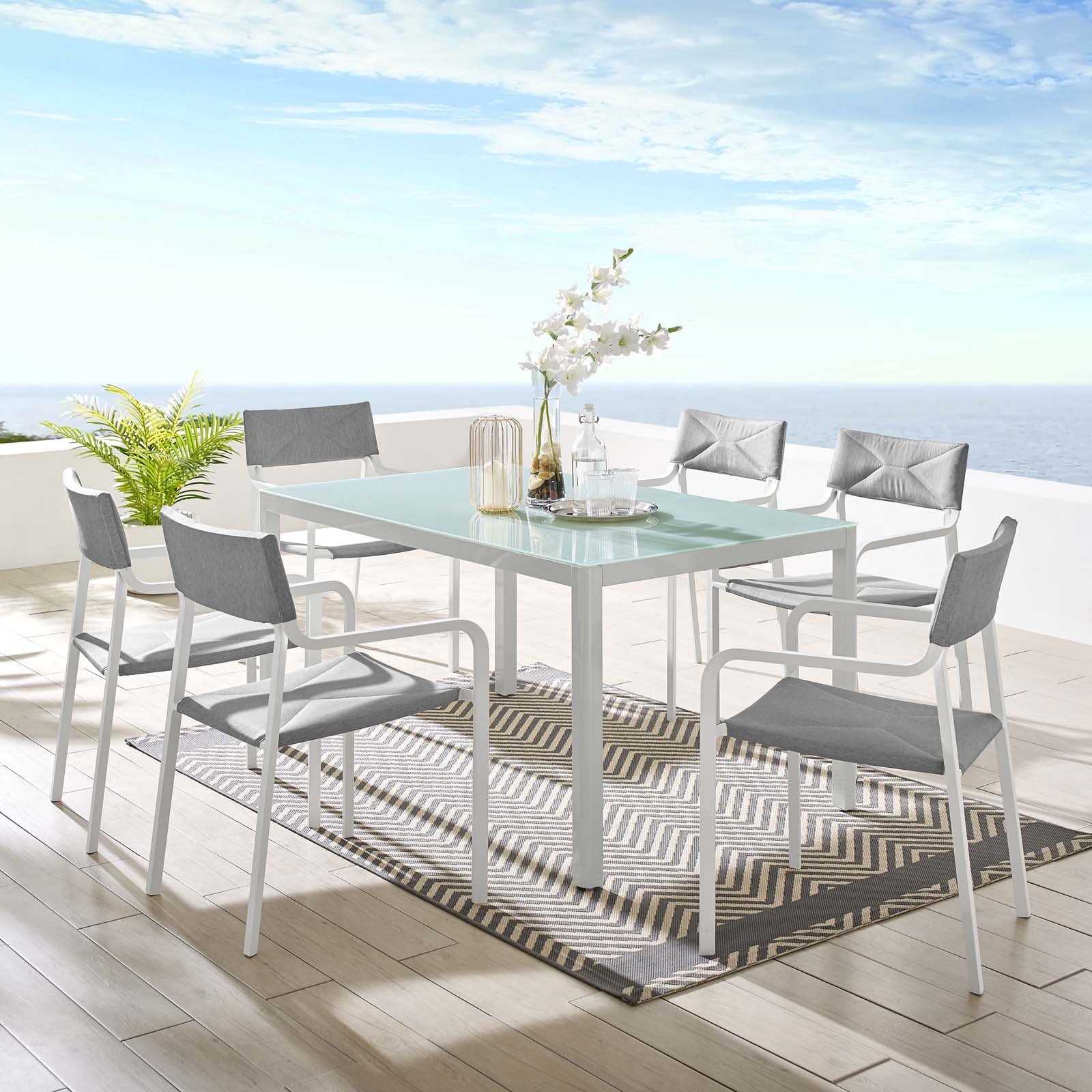 Raleigh 7 Piece Outdoor Patio Aluminum Dining Set - East Shore Modern Home Furnishings