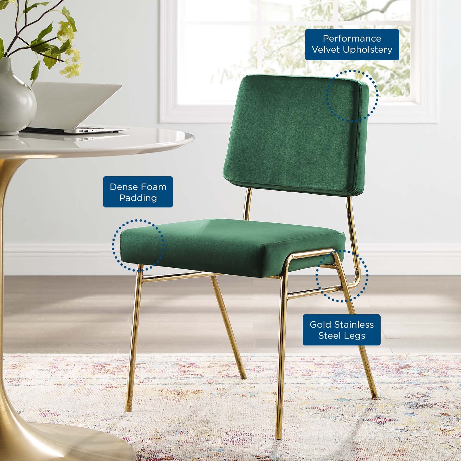 Craft Performance Velvet Dining Side Chair - East Shore Modern Home Furnishings