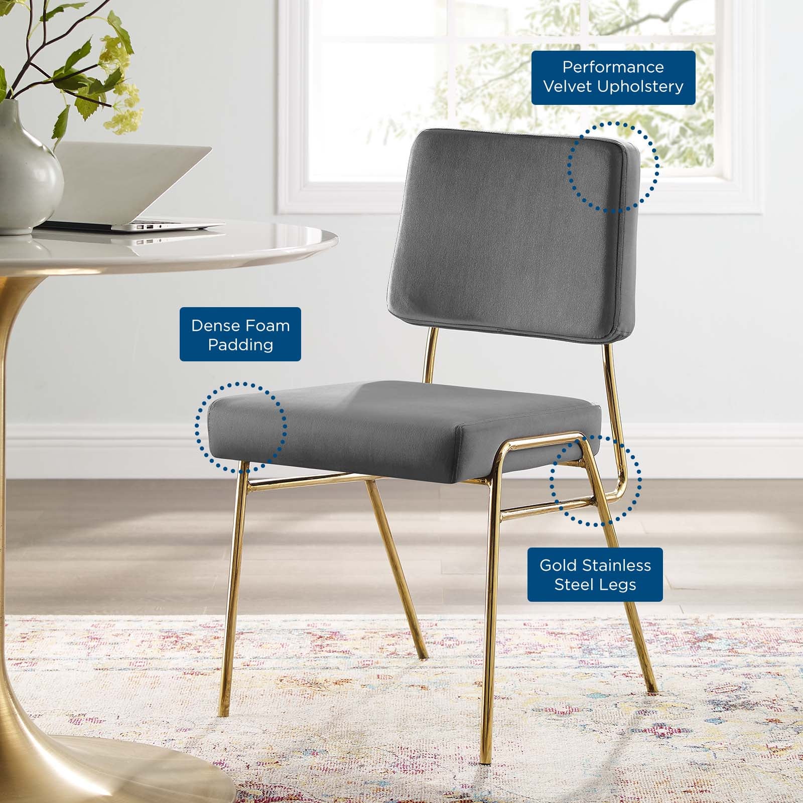 Craft Performance Velvet Dining Side Chair - East Shore Modern Home Furnishings
