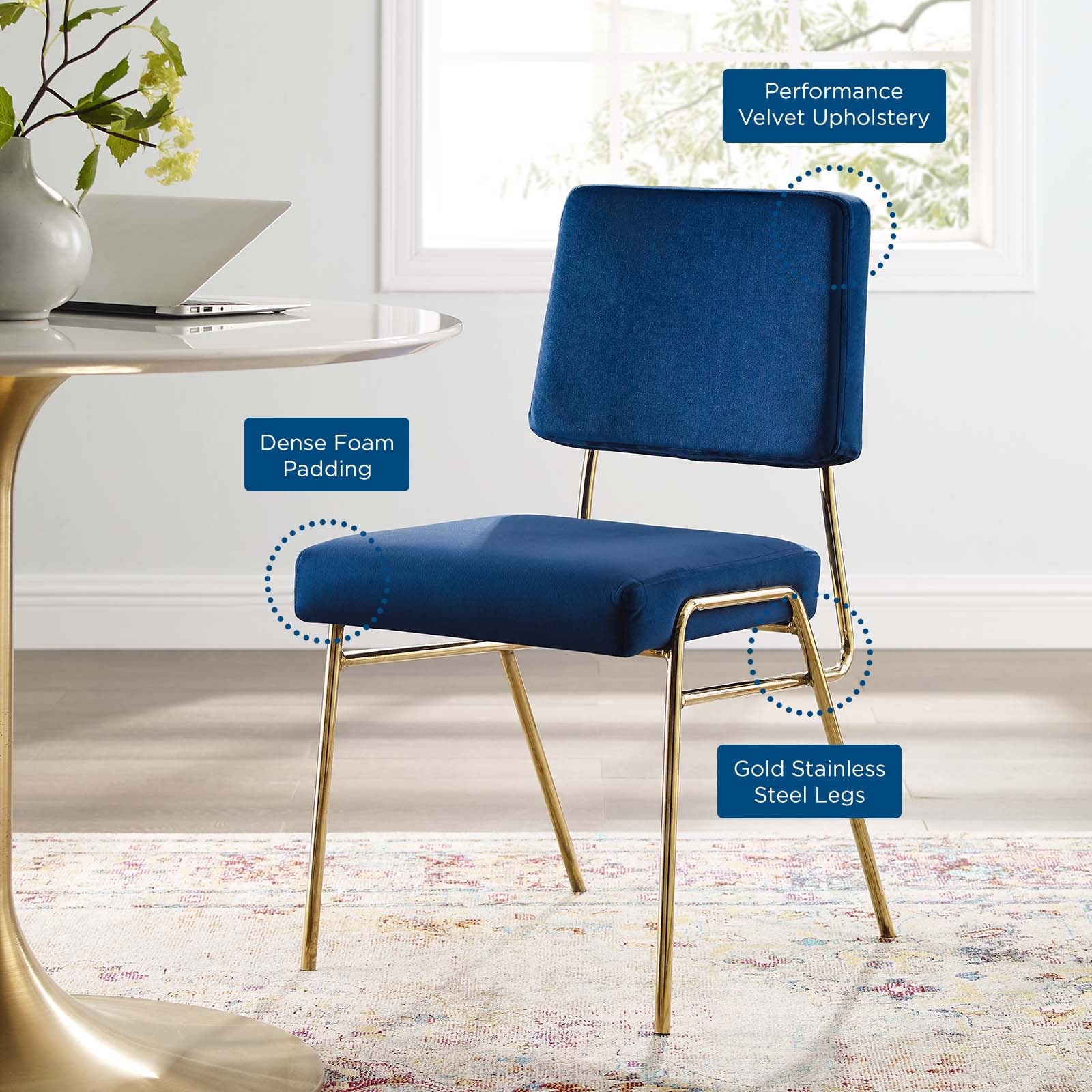 Craft Performance Velvet Dining Side Chair - East Shore Modern Home Furnishings
