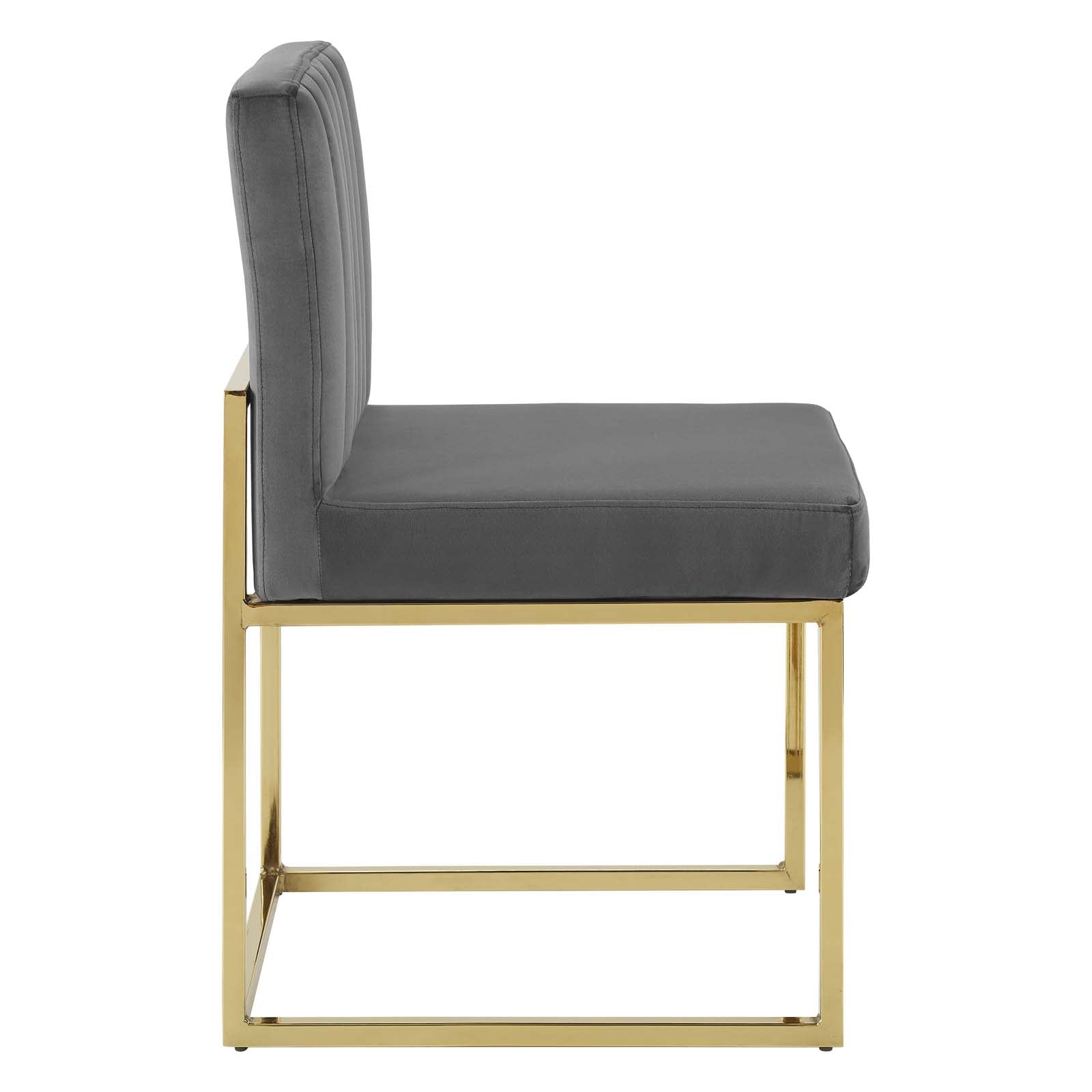Carriage Channel Tufted Sled Base Performance Velvet Dining Chair - East Shore Modern Home Furnishings