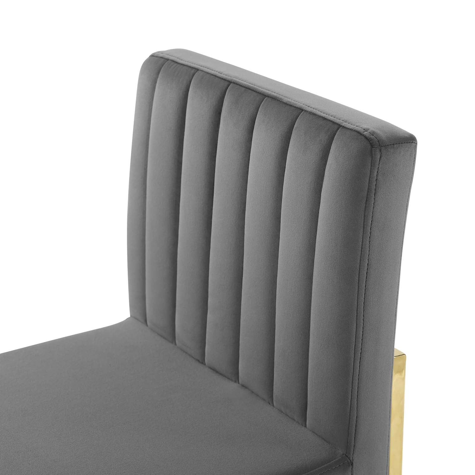 Carriage Channel Tufted Sled Base Performance Velvet Dining Chair - East Shore Modern Home Furnishings