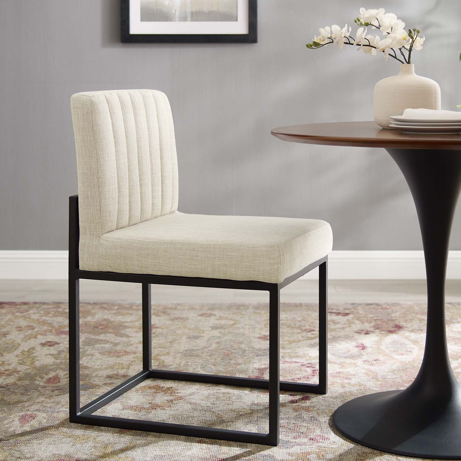 Carriage Channel Tufted Sled Base Upholstered Fabric Dining Chair - East Shore Modern Home Furnishings
