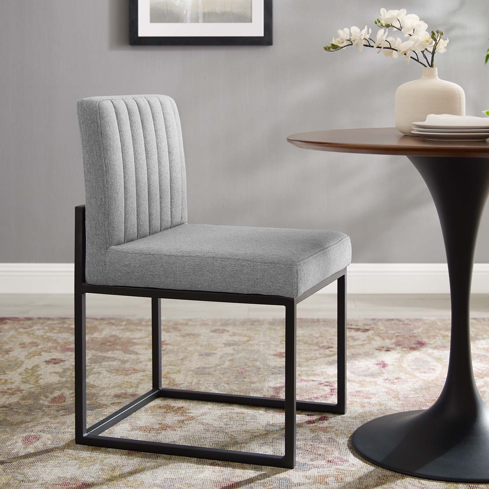 Carriage Channel Tufted Sled Base Upholstered Fabric Dining Chair - East Shore Modern Home Furnishings