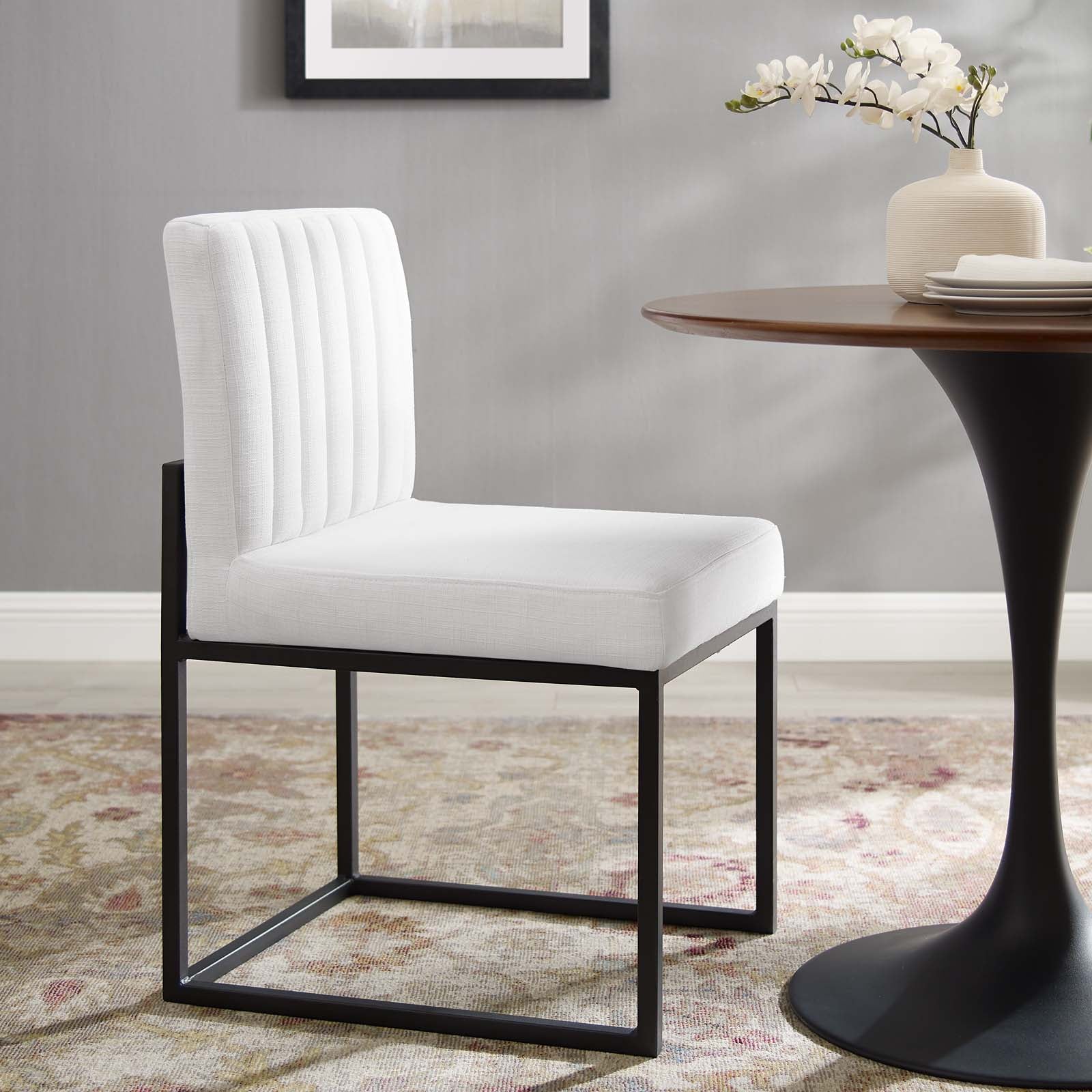 Carriage Channel Tufted Sled Base Upholstered Fabric Dining Chair - East Shore Modern Home Furnishings
