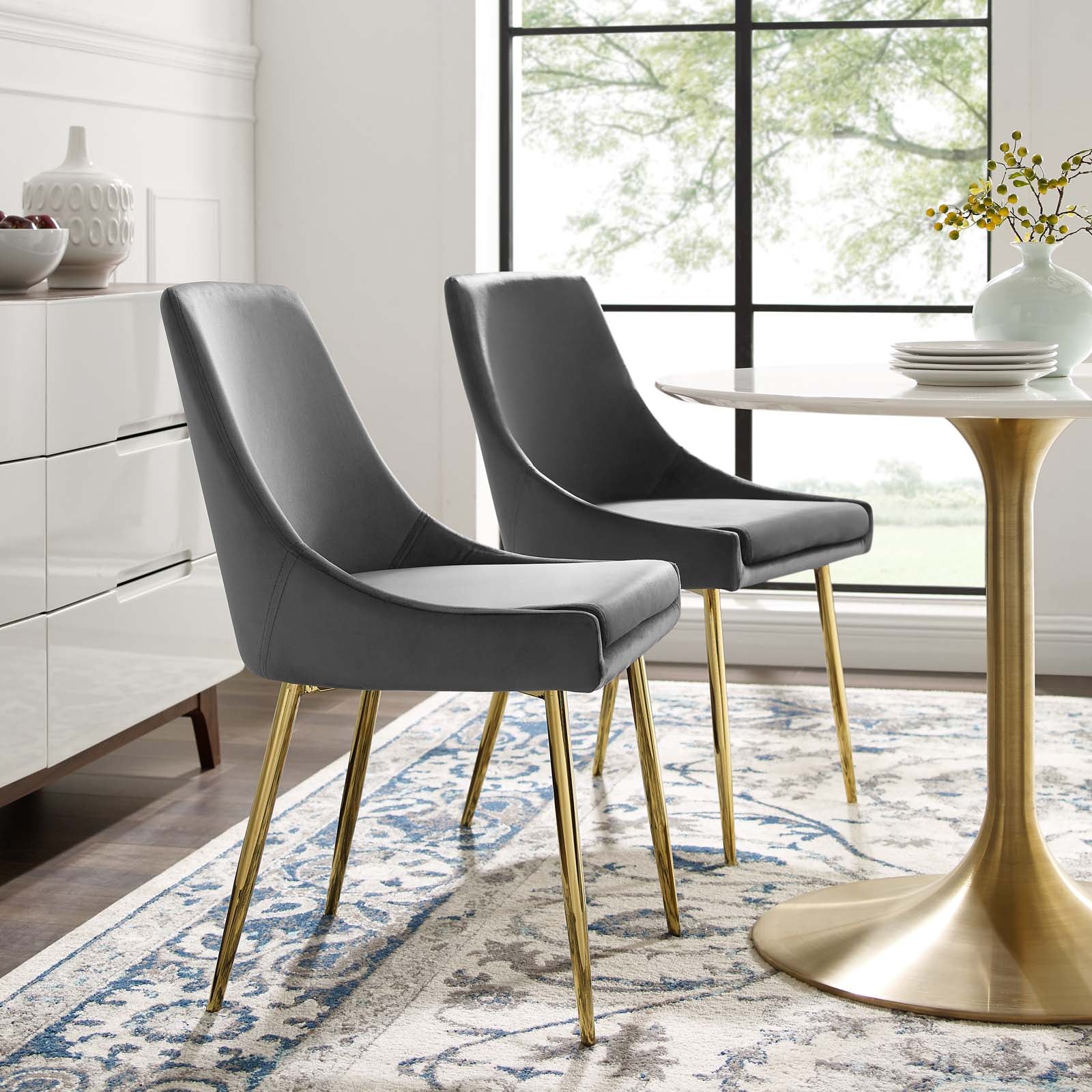 Viscount Performance Velvet Dining Chairs - Set of 2