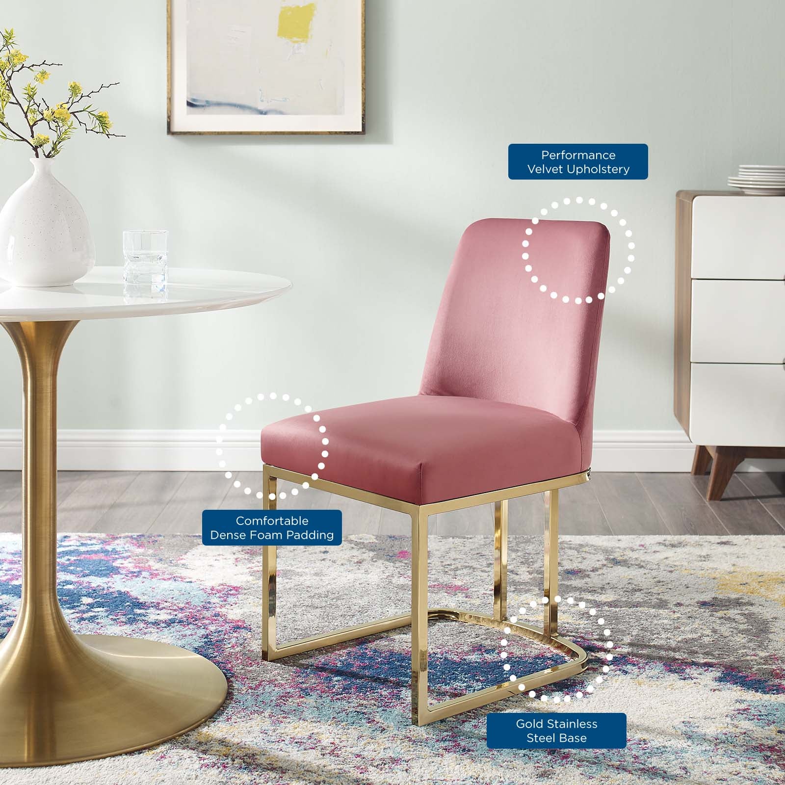 Amplify Sled Base Performance Velvet Dining Side Chair - East Shore Modern Home Furnishings